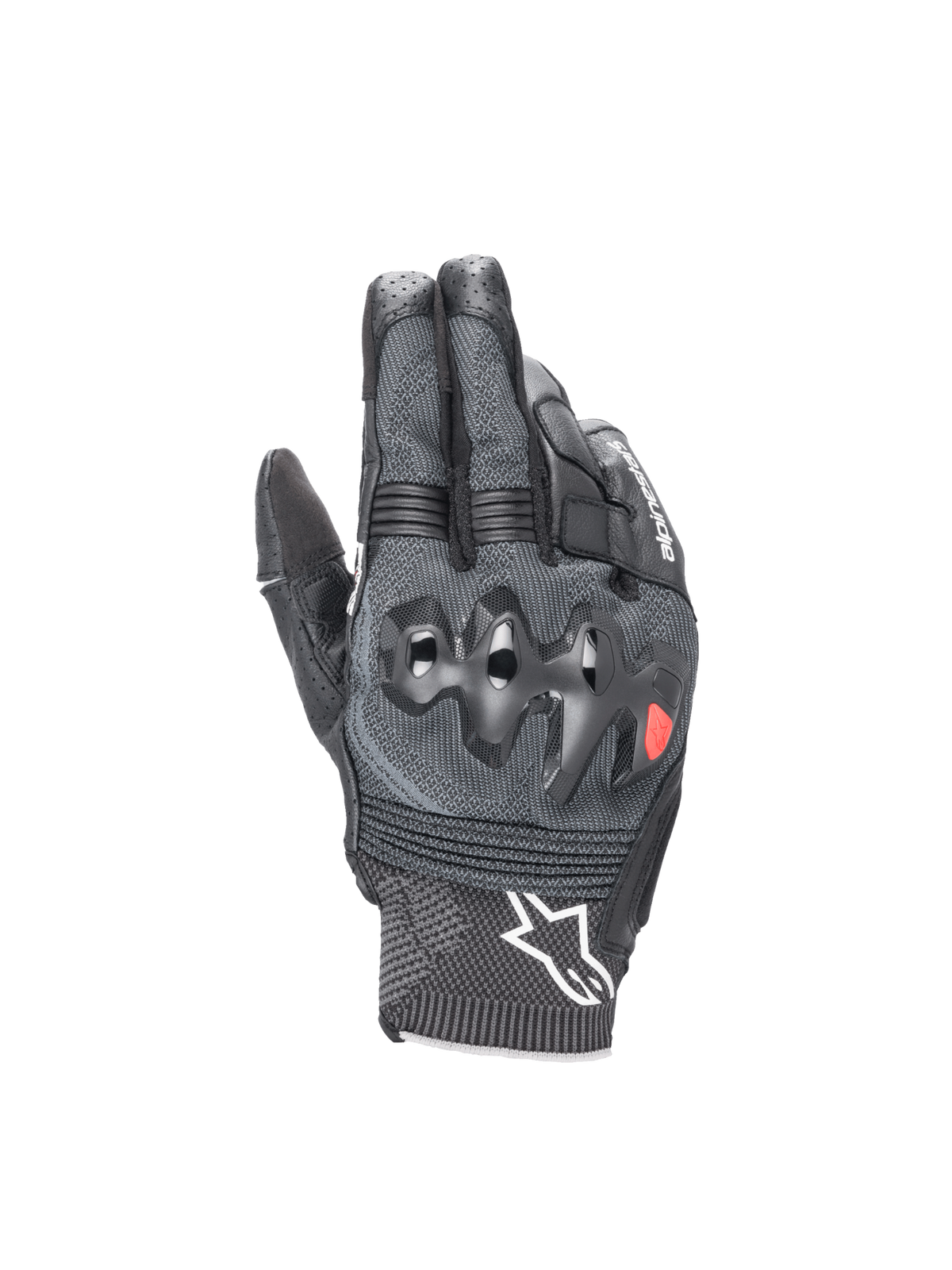 Alpinestars Morph Sport Gloves, black and gray motorcycle racing gloves with MorphTech Weave and impact knuckle protection.