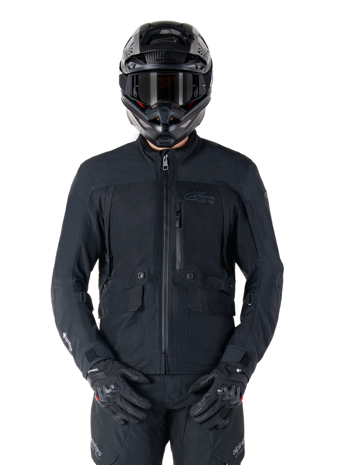 Alpinestars St-7 Prime GORE-TEX Jacket, chaqueta de moto para turismo negra, impermeable y transpirable, cremallera frontal, múltiples bolsillos, usada con casco y guantes a juego, protección premium para conducción en cualquier clima