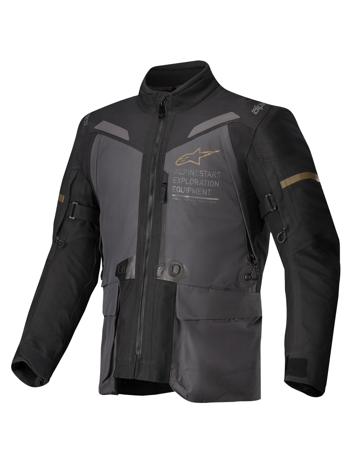 Alpinestars Chaqueta ST-7 2L GORE-TEX, chaqueta de moto adventure touring para hombre, gris oscuro, negro y caqui oscuro, impermeable laminada, certificada CE