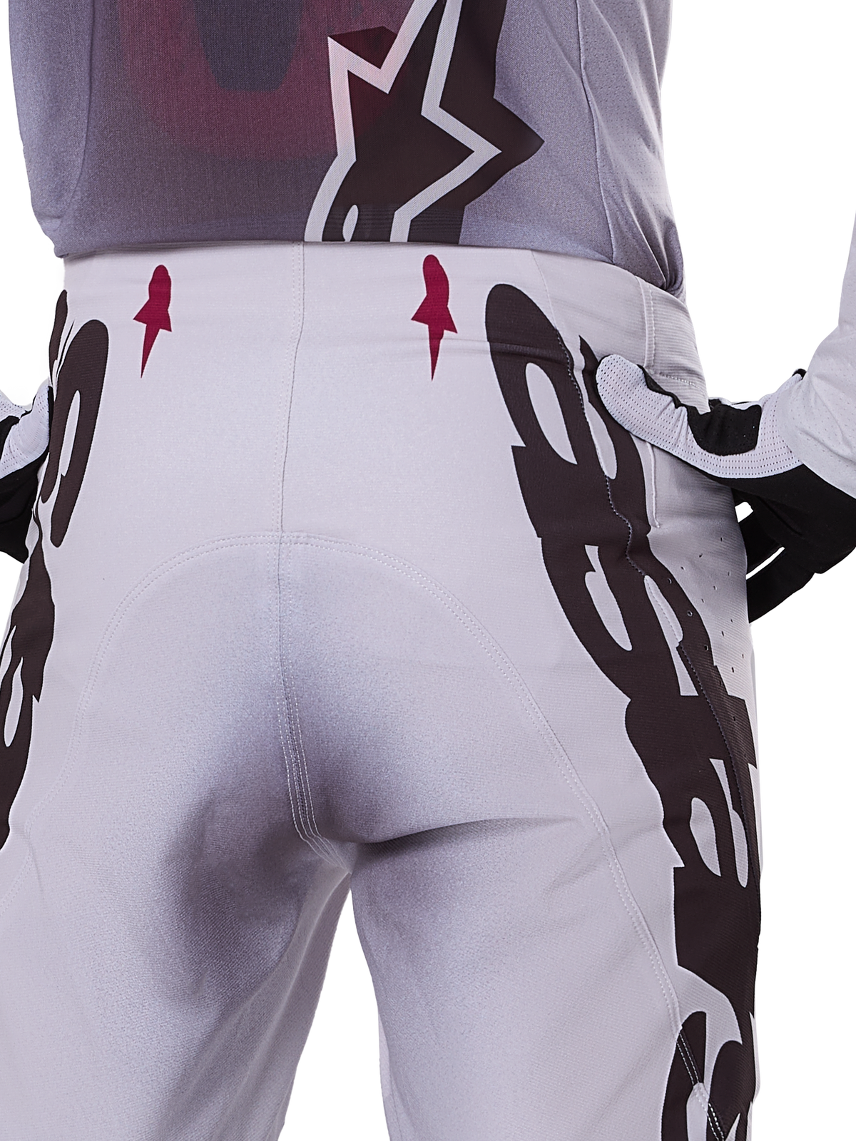Alpinestars 2025 Supertech Maker Pants, pantalones de motocross, plata y negro, ajuste atlético con paneles de rodilla de piel de cabra y zonas Stretchnet, diseño duradero y ligero para motocross profesional