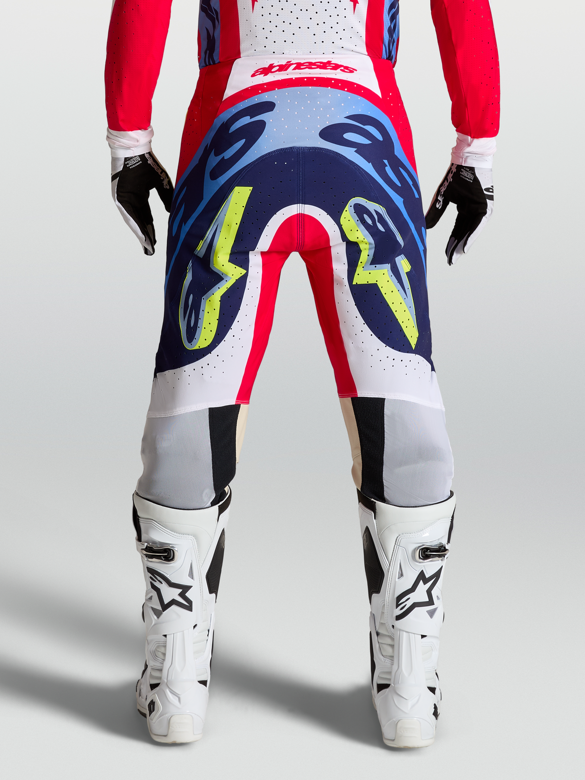 Alpinestars Pantalones Supertech Dyna, pantalones de motocross para hombre, rojos y azul marino, construcción elástica duradera