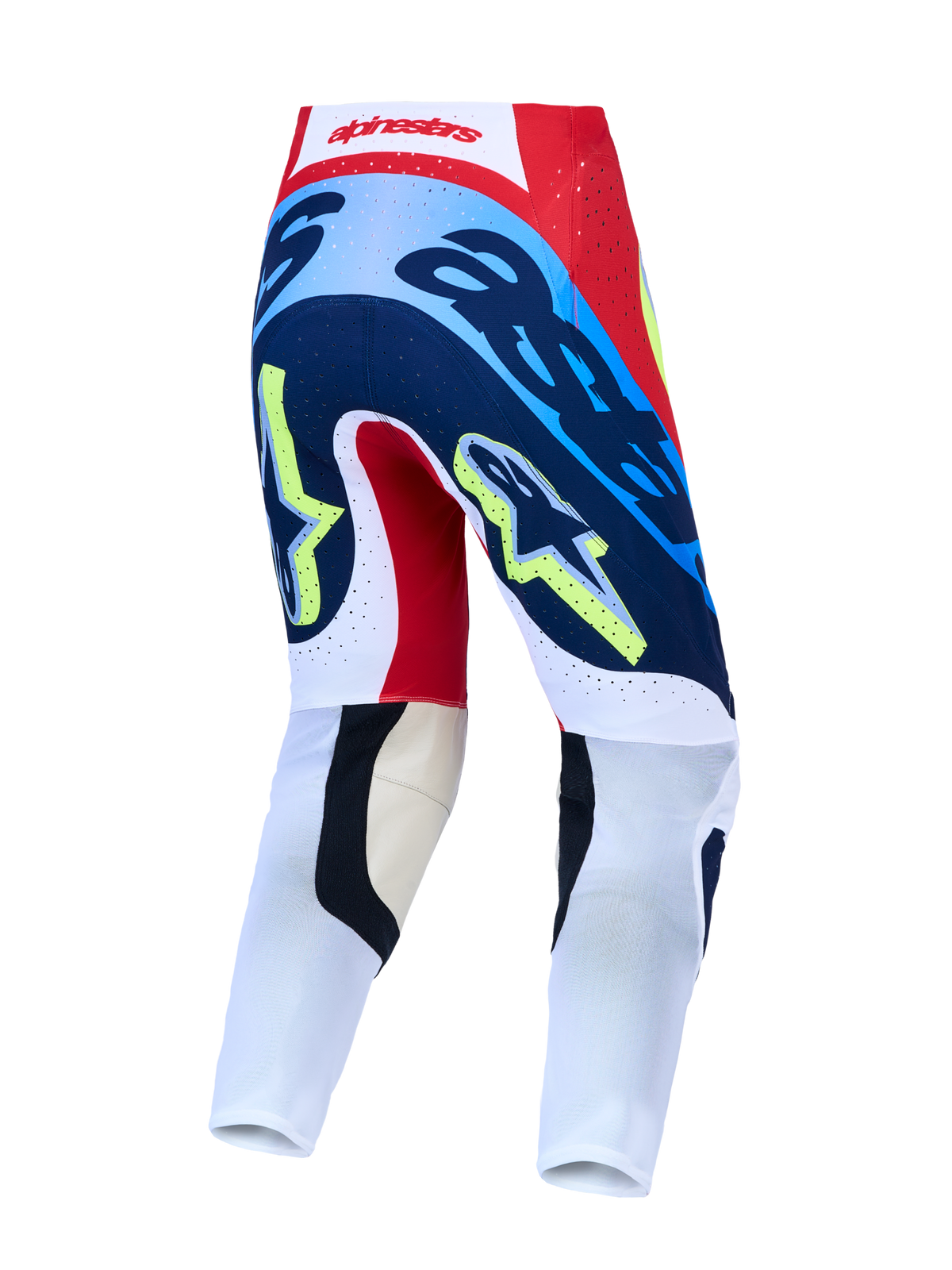 Alpinestars Supertech Dyna, pantalones de motocross de hombre, rojos y azul marino, ajuste atlético, vista trasera