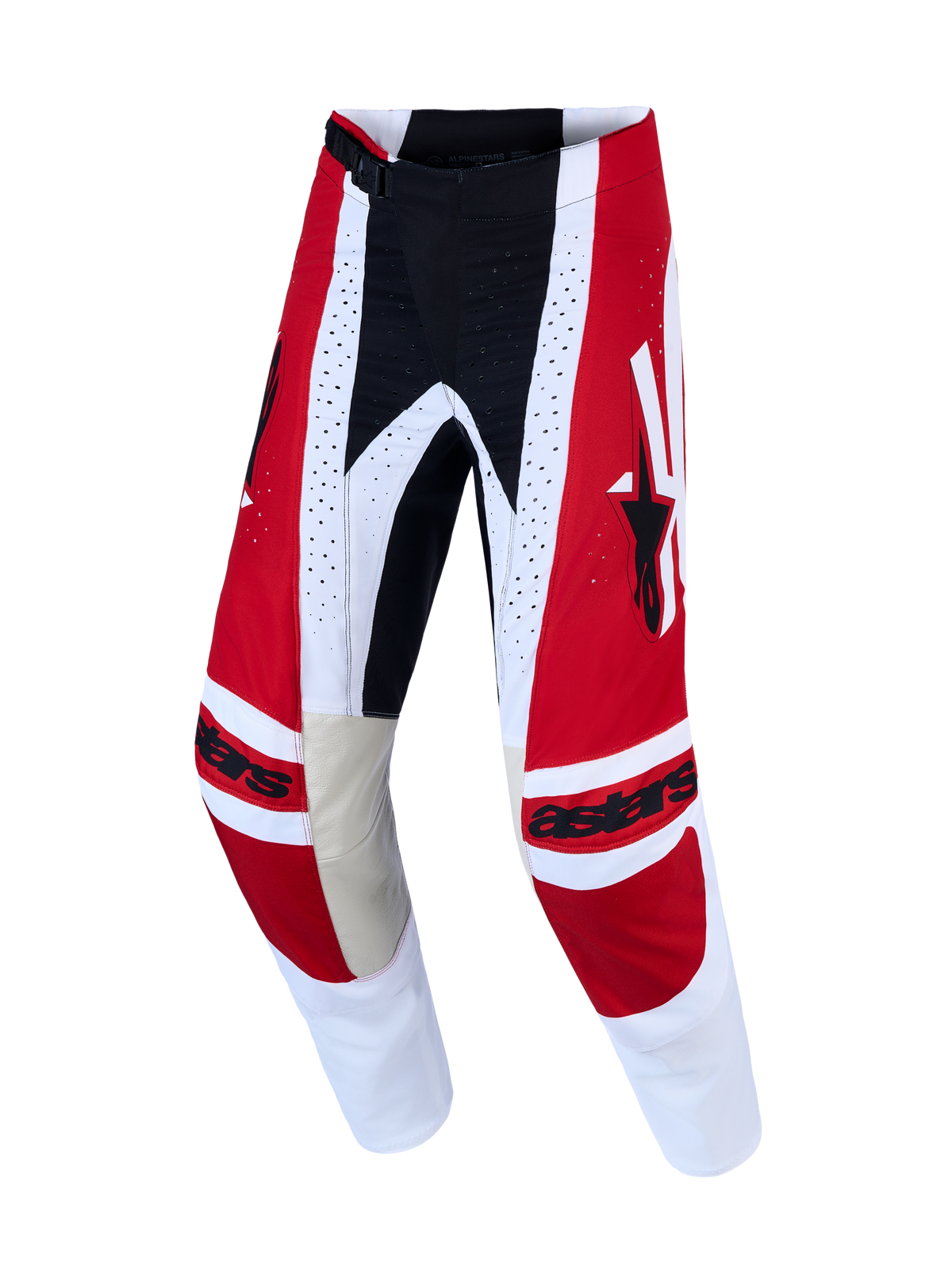 Alpinestars Techstar Maven, pantalones de motocross para hombre, rojos y blancos, construcción duradera de poliéster 600D