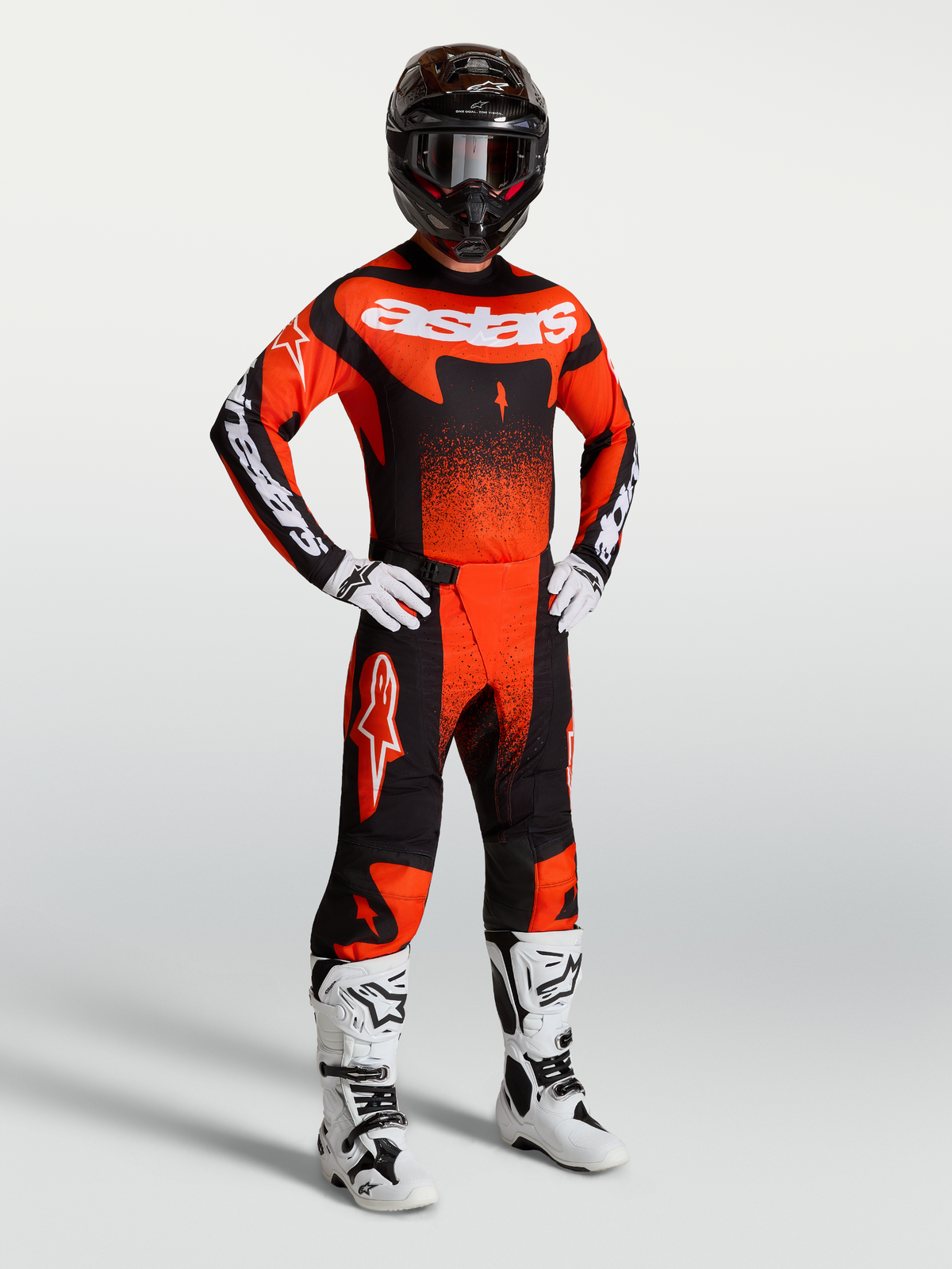 Alpinestars Techstar Swan, equipo de motocross para hombre, rojo cardinal, negro y blanco, kit de alto rendimiento