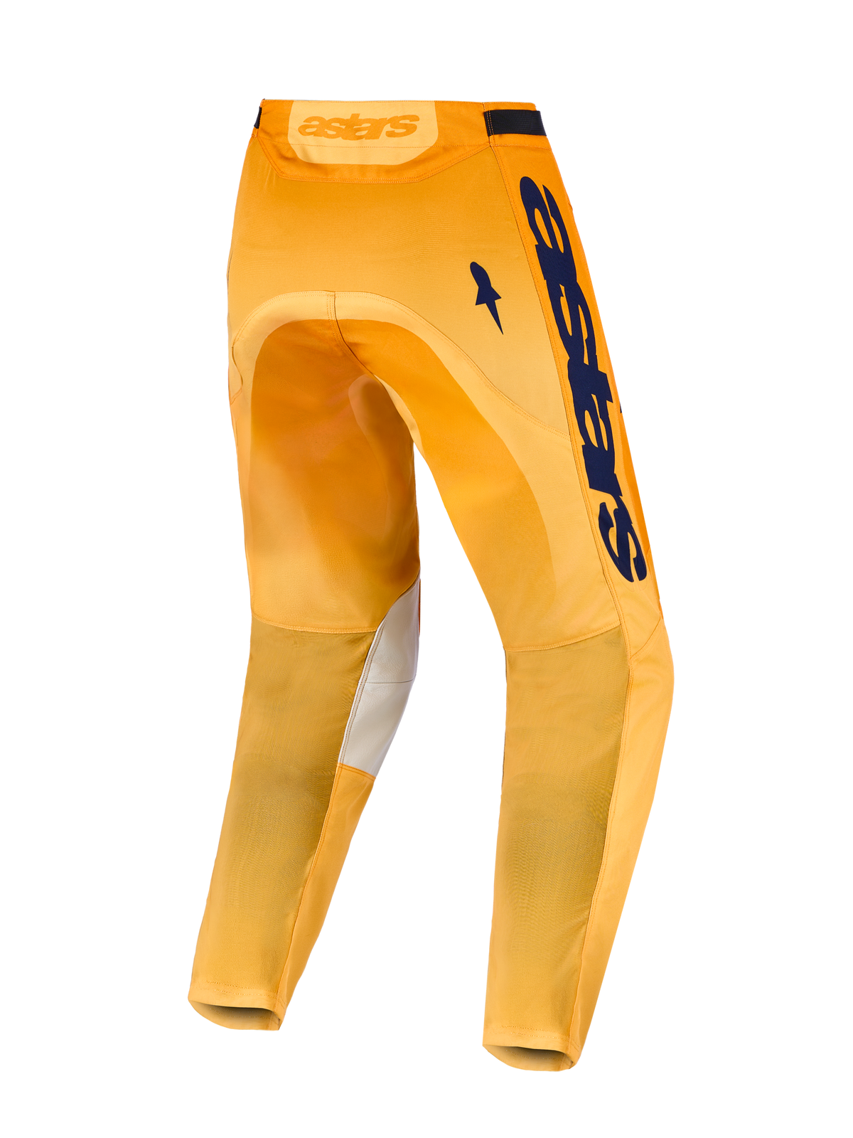 Alpinestars Racer Amber, pantalones de motocross para hombre, naranja y azul oscuro, tejido resistente y paneles elásticos.