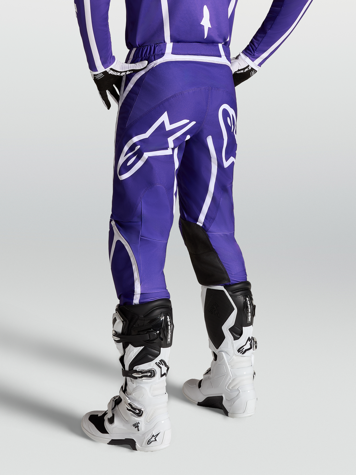 Alpinestars Fluid Apex V2, pantalones de motocross para hombre, azules y blancos, patrón ergonómico 3D con gran logo de estrella trasero para off-road y enduro