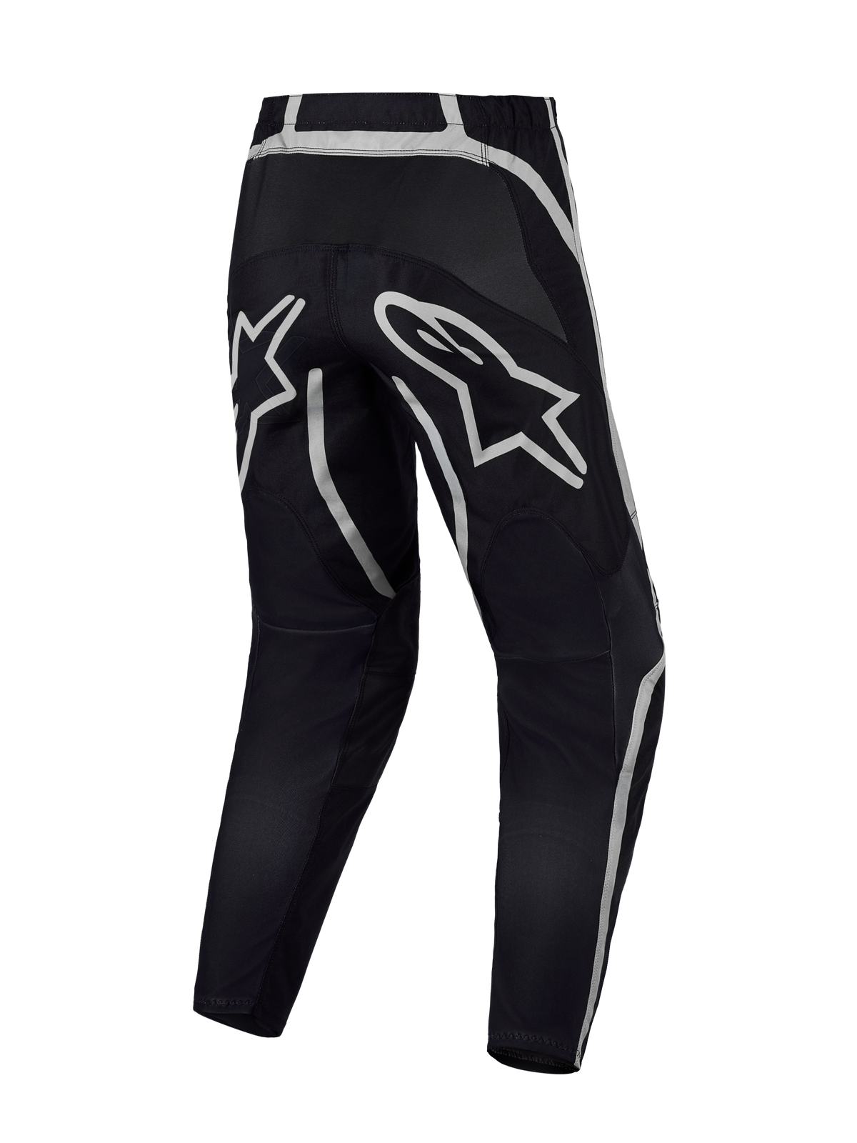 Alpinestars Fluid Apex V2 Pants, Black and Silver Motocross gear, rear view with reinforced seat and A-star logo.