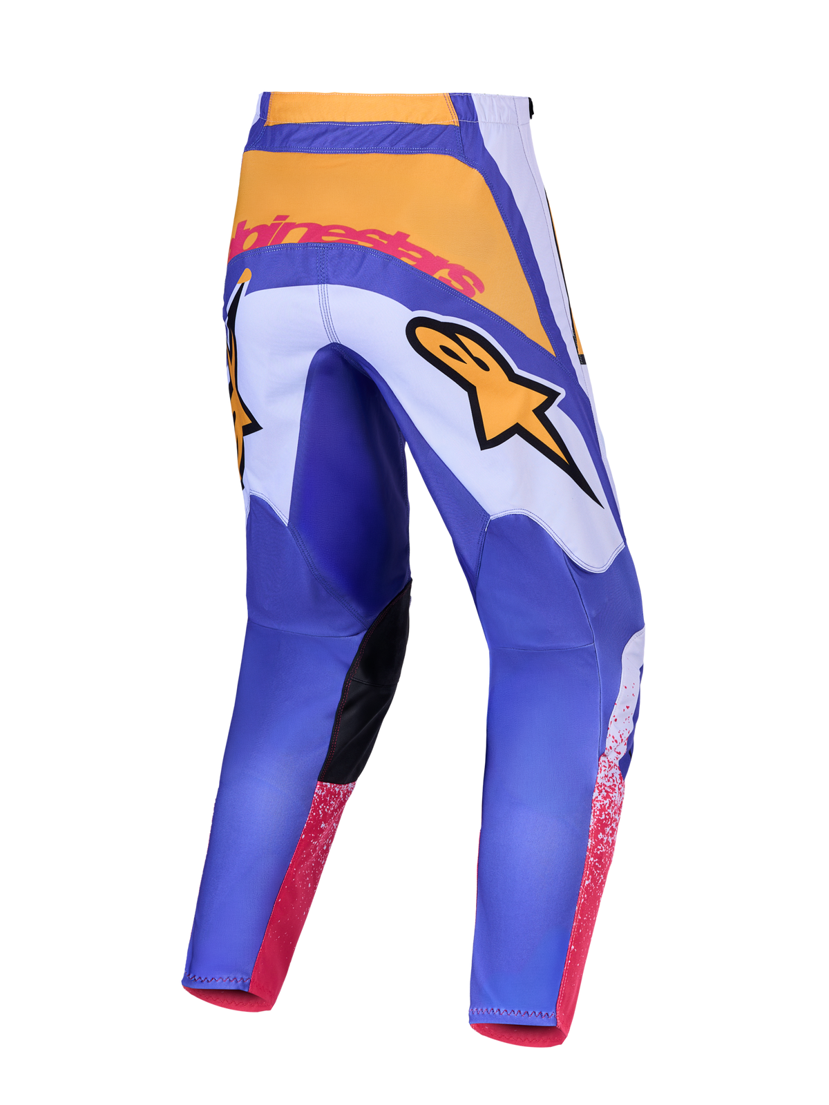 Alpinestars pantalones Fluid Drag, motocross para hombre, azules y dorados, tejido 600D y paneles elásticos, vista trasera