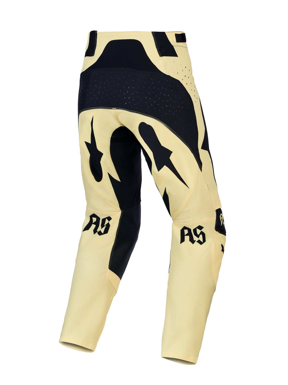 Alpinestars Techstar Atrox Motocross Pants, Yellow and Black, back view featuring laser perforations and reinforced seat.