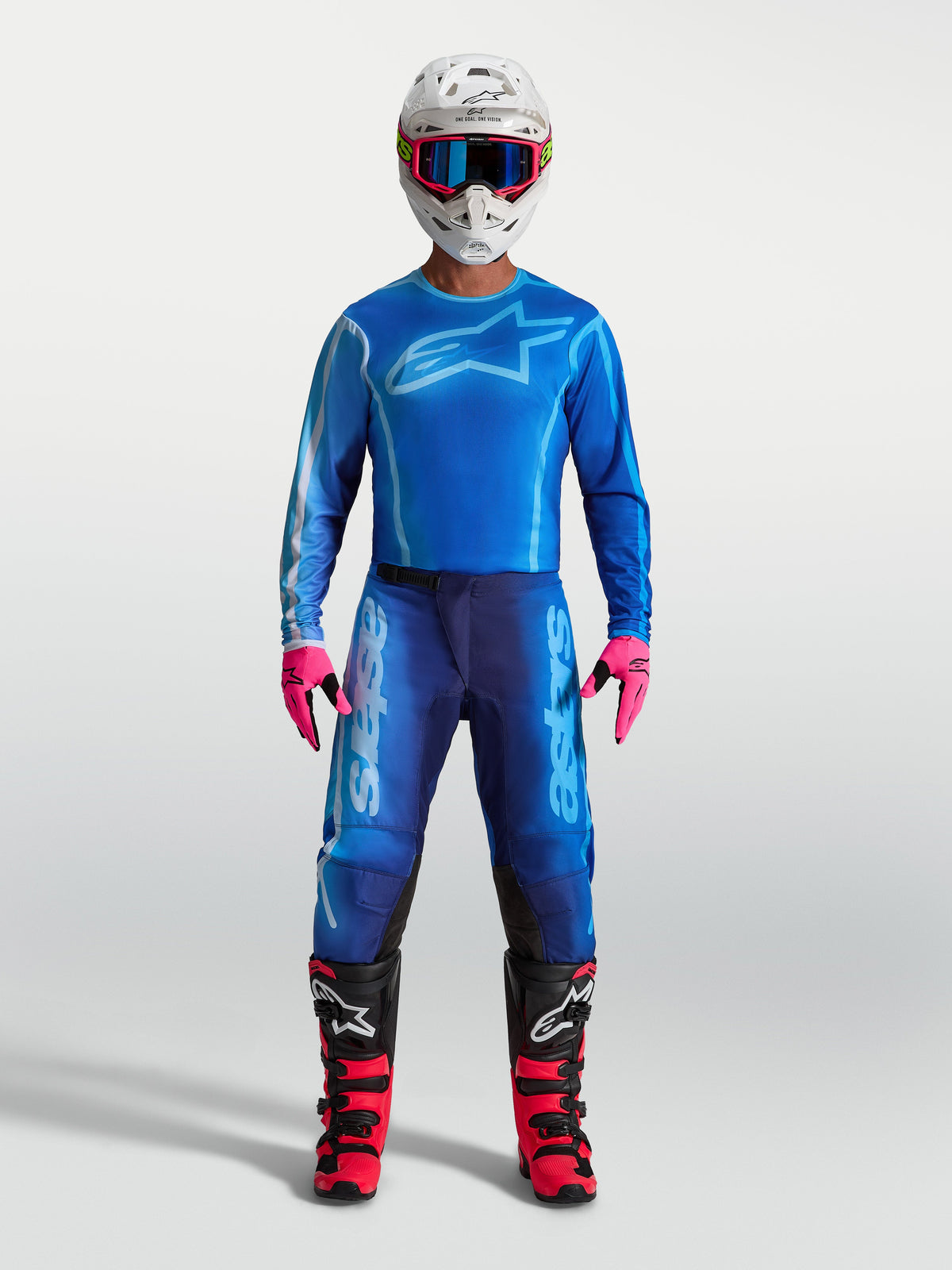 Alpinestars Pantalones Fluid Kepler, pantalones de motocross para hombre, azules, con paneles elásticos y chasis de polifabric
