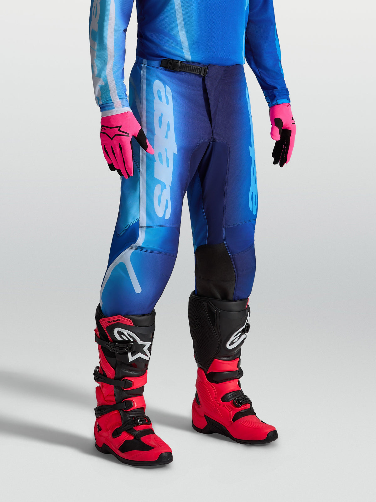 Alpinestars Fluid Kepler, pantalones de motocross para hombre, azul Ucla y Blithe, piernas precurvadas y politejido 600D.