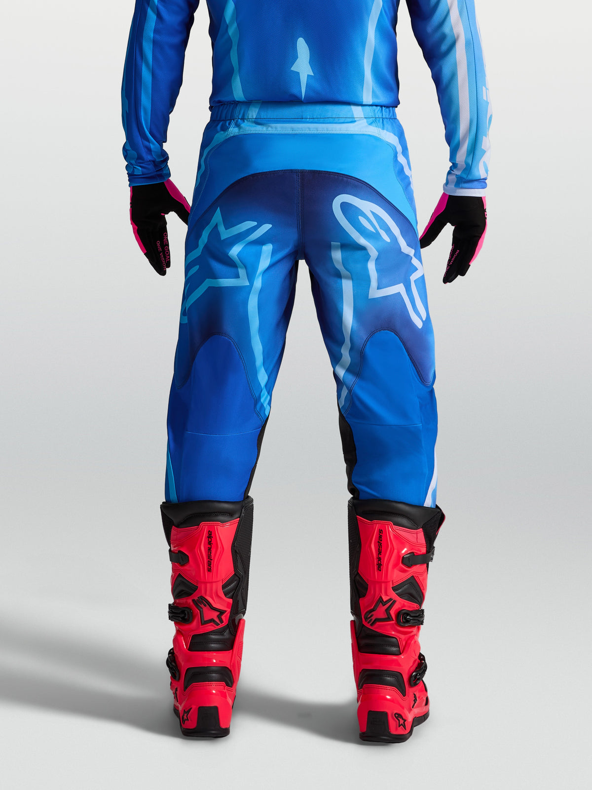 Pantalones Alpinestars Fluid Kepler de motocross para hombre en azul, construcción de politejido 600D, vista trasera