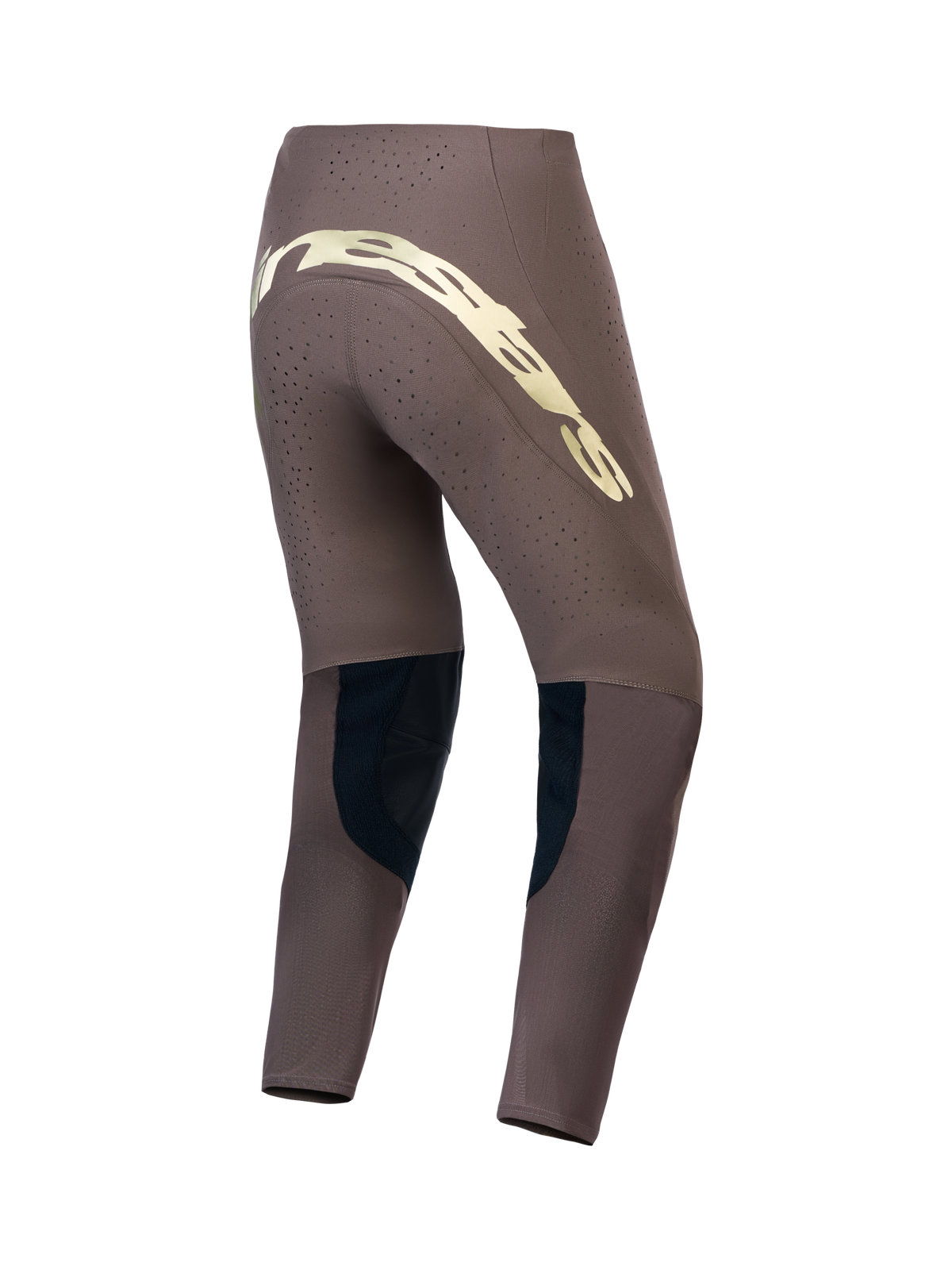 Alpinestars Limited Edition Supertech Air Gold Men's Motocross Pants, brown and gold, back view showing ventilated fabric.