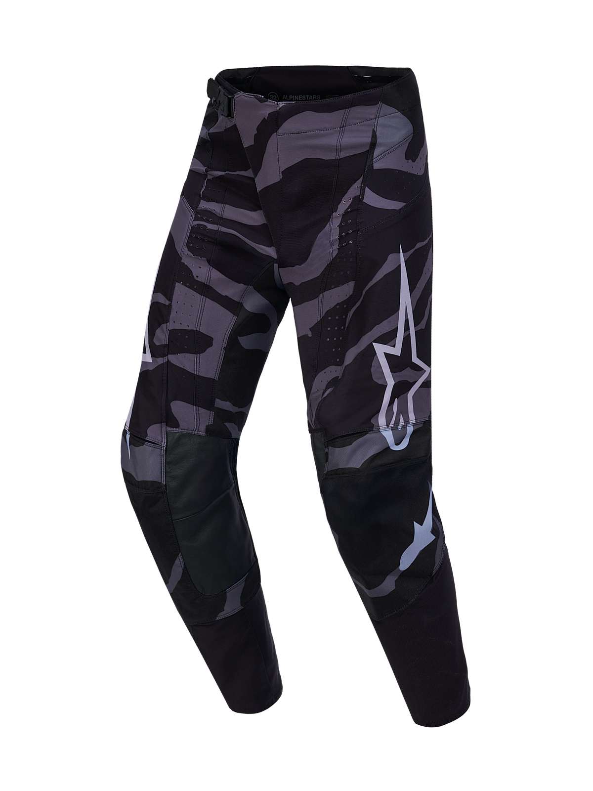 Pantalones Techstar Beast Coast Edición Limitada, camuflaje negro y gris, logo blanco y paneles de rodilla en cuero.