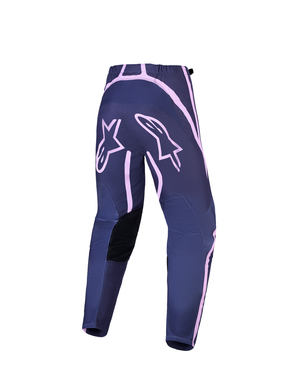 Alpinestars Stella Fluid Apex V2, pantalones de motocross para mujer, grises y rosa, vista trasera con paneles reforzados