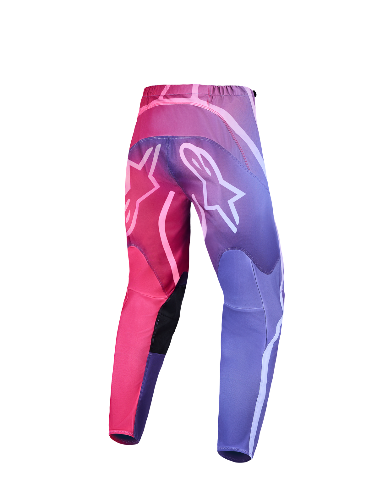 Alpinestars Stella Fluid Kepler, pantalones de motocross para mujer, degradado rosa y morado con logos Astar blancos