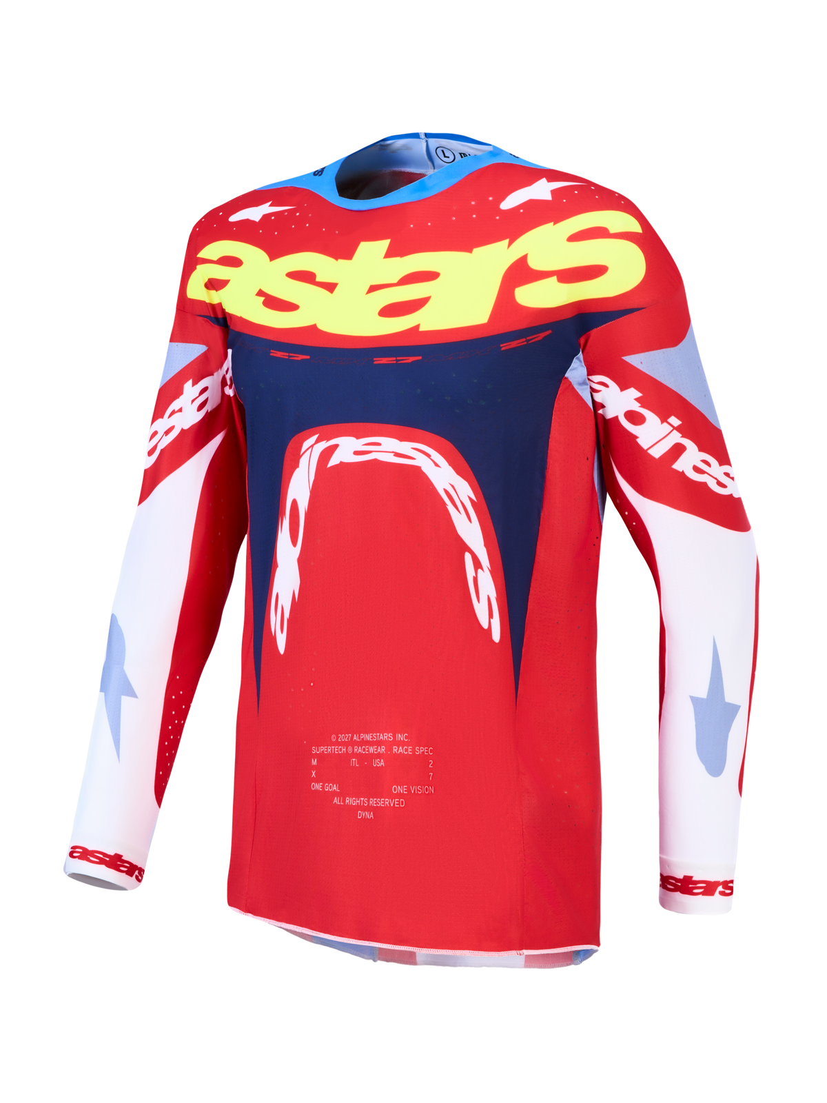Alpinestars Supertech Dyna, jersey de motocross y carreras para hombre, rojo y azul marino, malla elástica ligera.