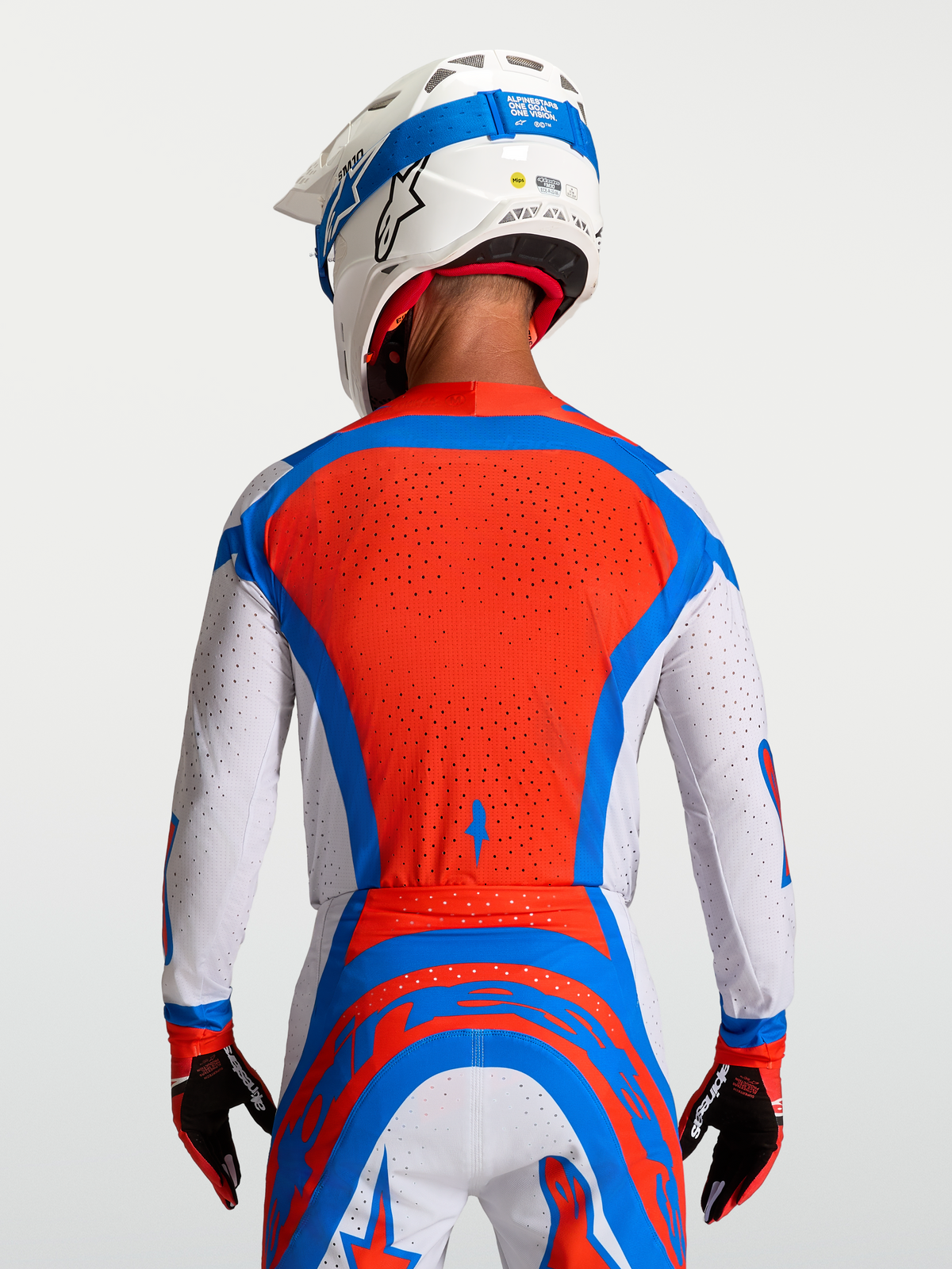 Alpinestars jersey Supertech Vesta, jersey de motocross, rojo y blanco, con espalda de malla ventilada para competición