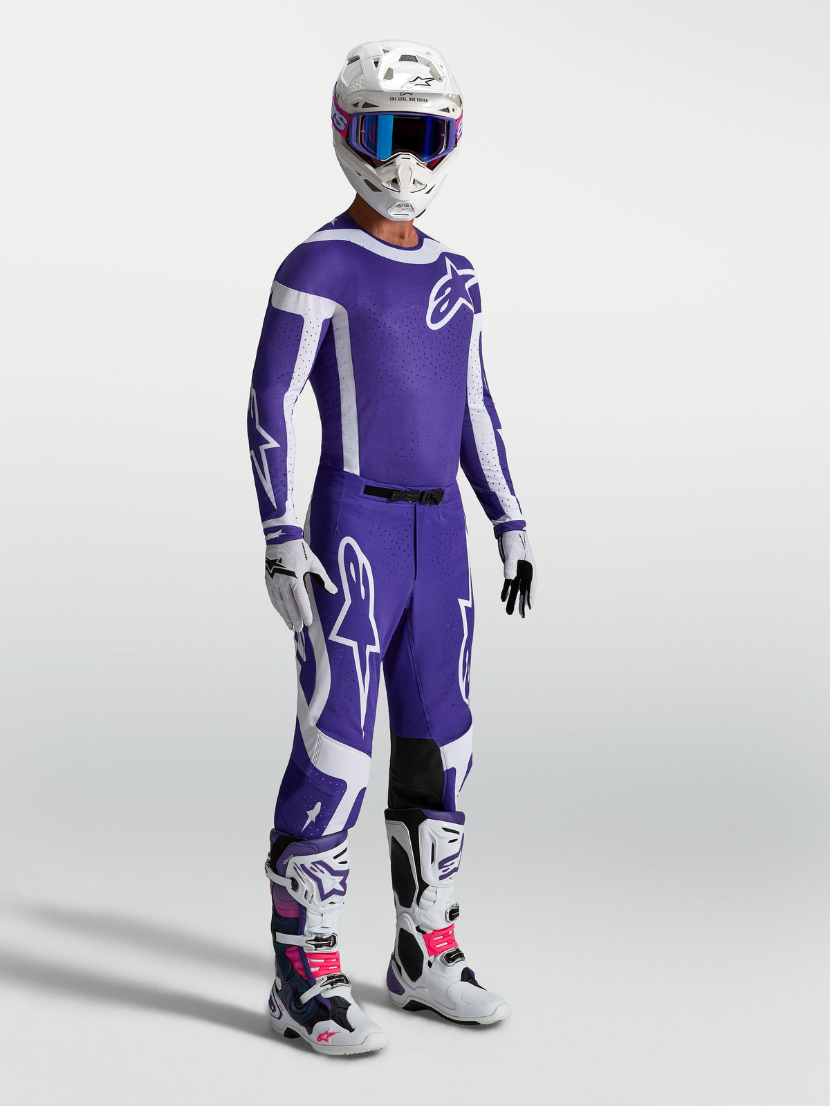 Alpinestars Supertech Vesta, conjunto de motocross para hombre, azul y blanco, jersey y pantalones de ajuste atlético