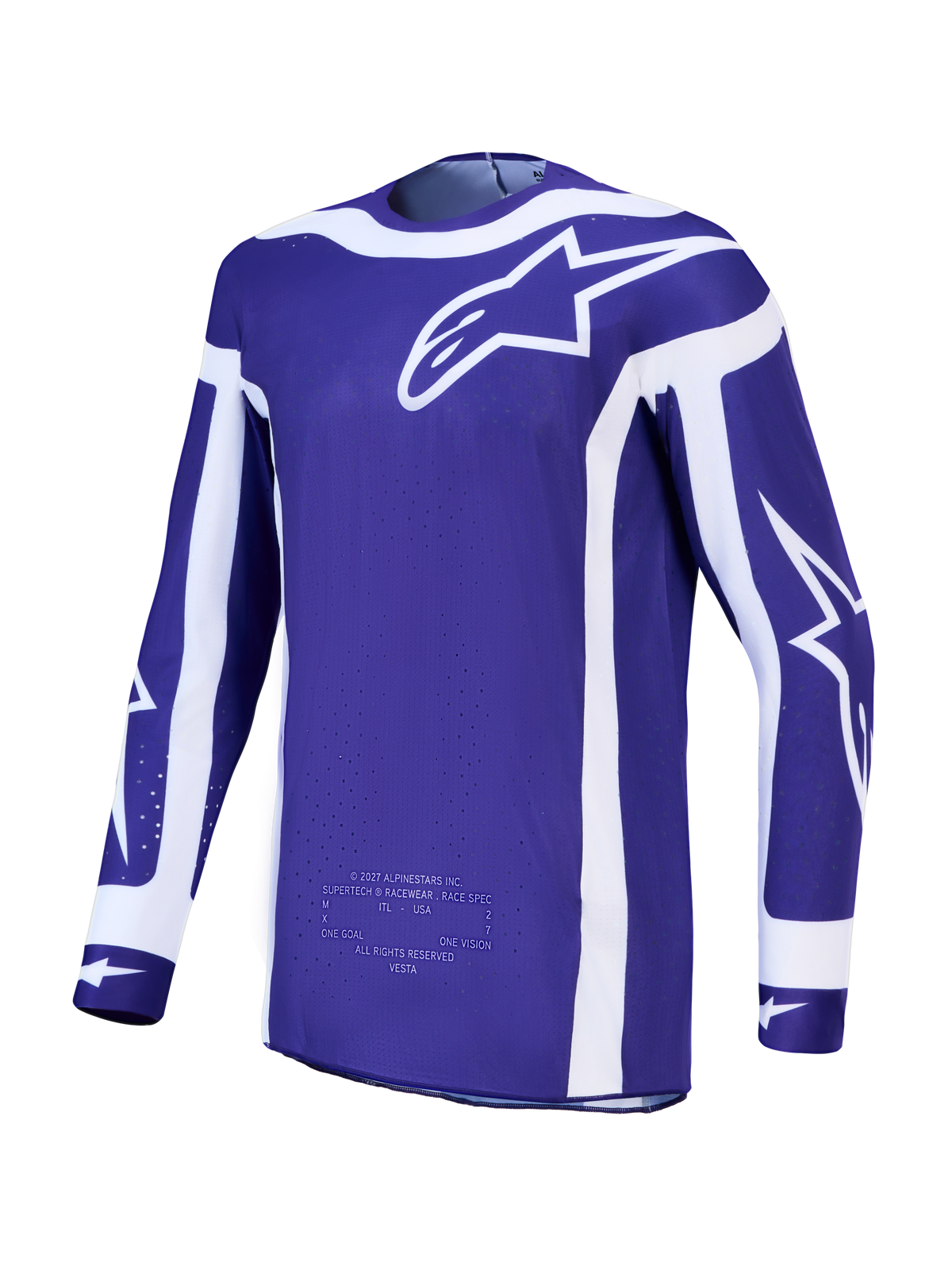 Alpinestars Supertech Vesta, jersey de motocross para hombre, azul y blanco, malla elástica transpirable