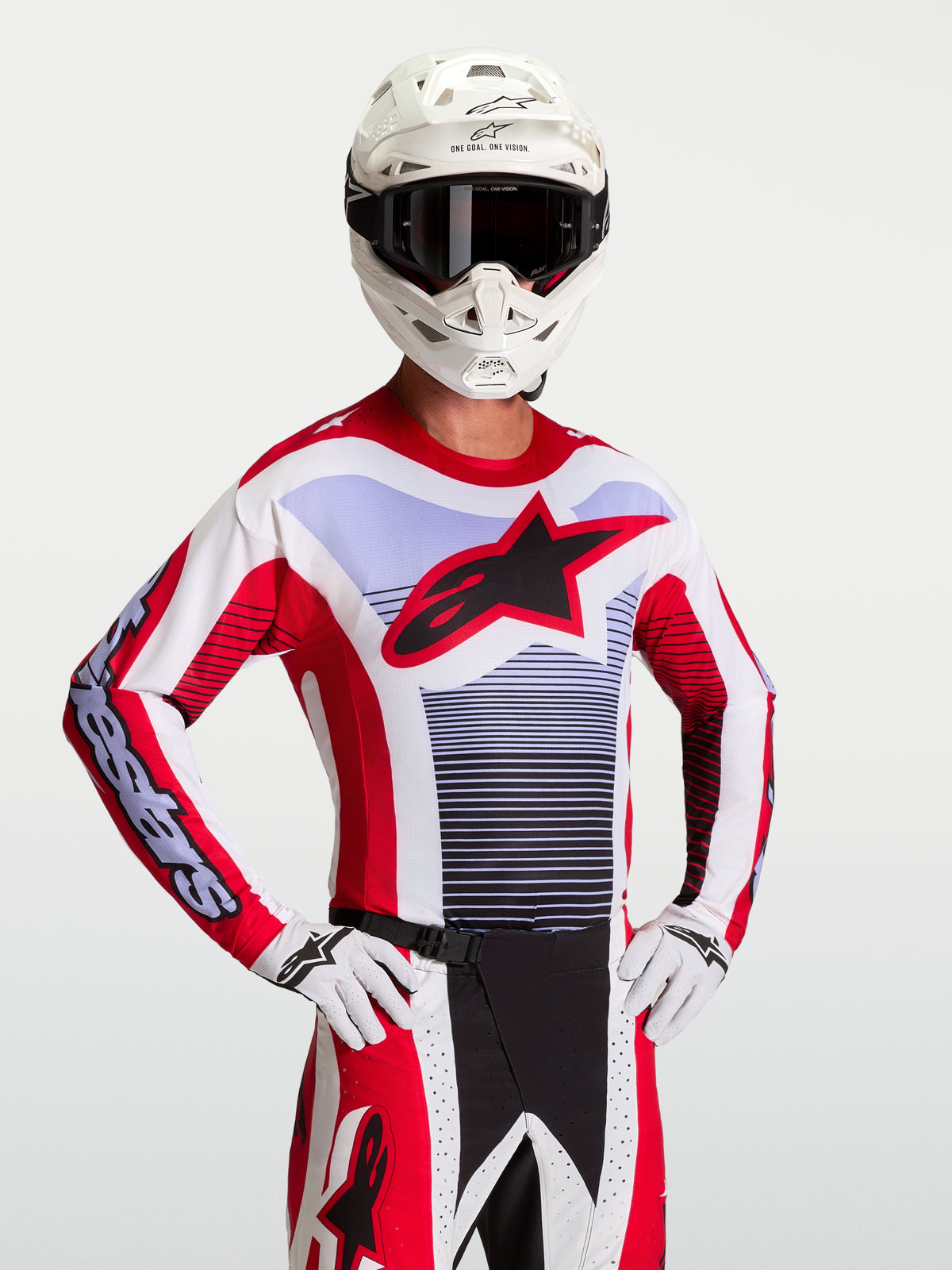 Alpinestars Jersey Techstar Maven, jersey de motocross para hombre, rojo y blanco, ajuste atlético y logotipo de estrella