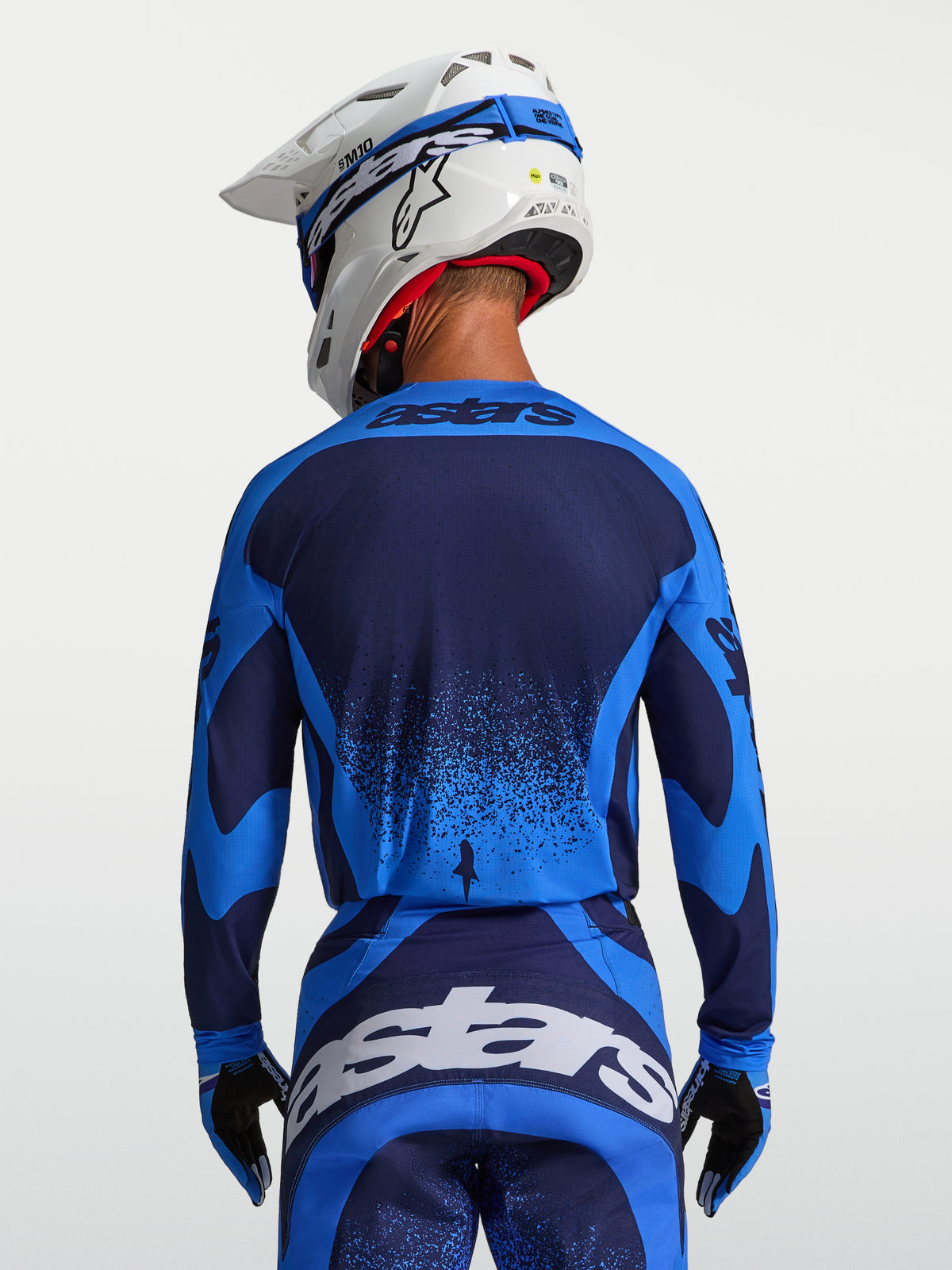 Jersey Techstar Swan de Alpinestars, jersey de motocross para hombre, azul UCLA y azul profundo, ajuste atlético de competición con vista trasera ergonómica