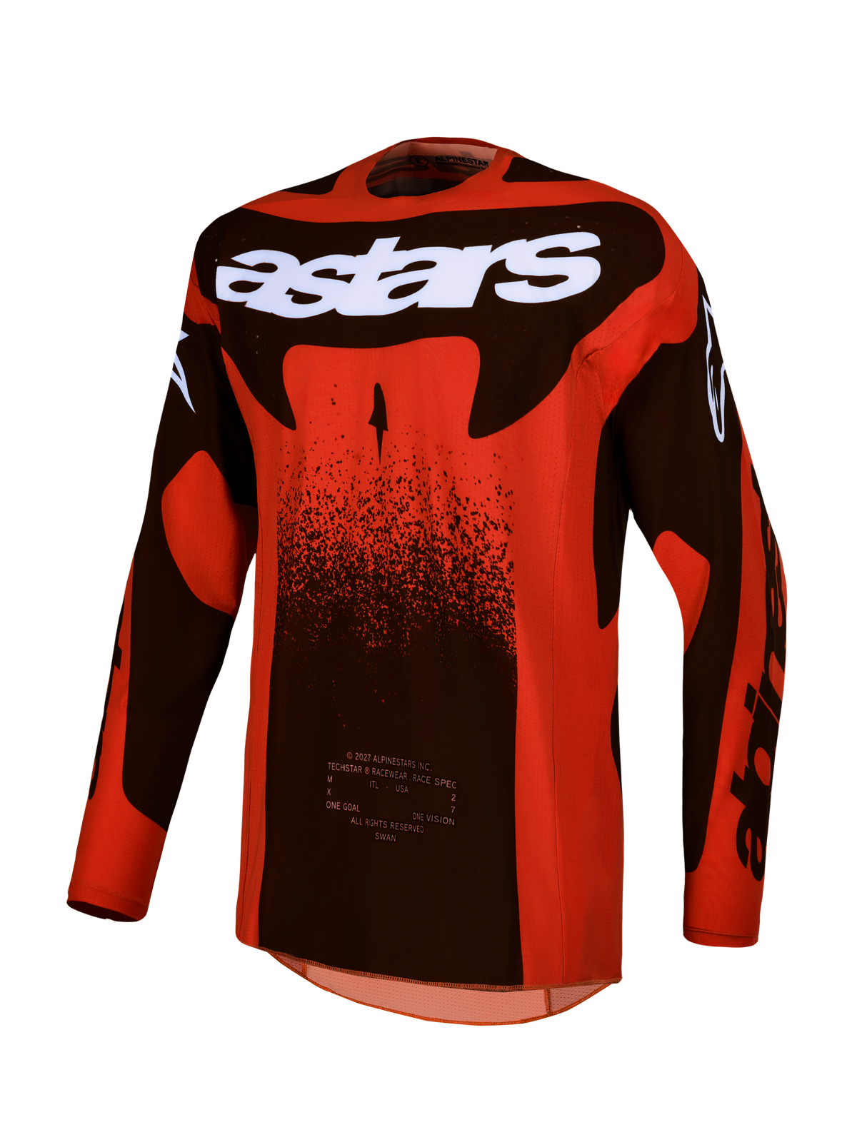 Alpinestars Techstar Swan, jersey de motocross para hombre, rojo cardenal y negro, tejido elástico de alto rendimiento