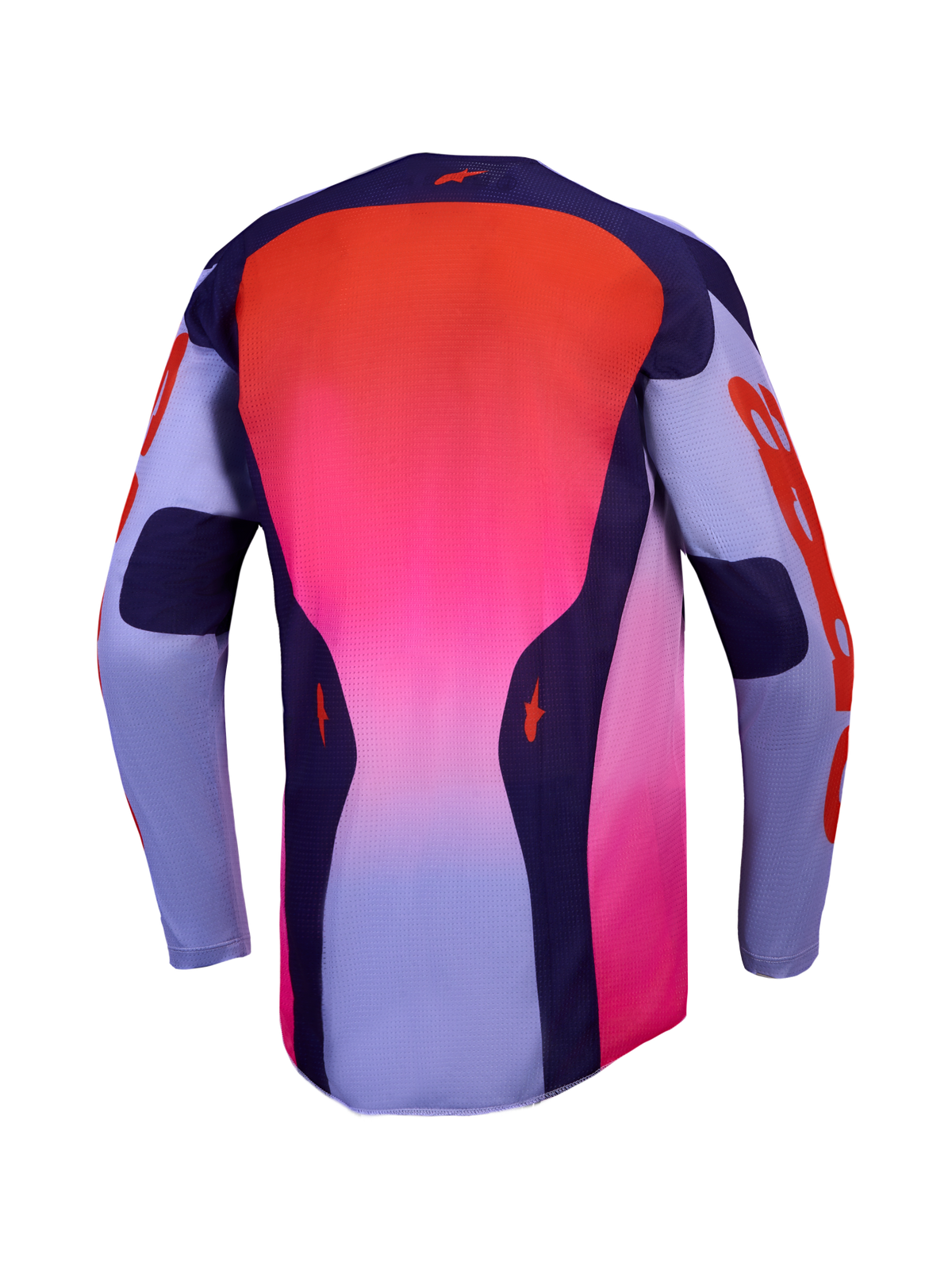Alpinestars Racer Air Hunt, jersey de motocross ventilado en degradado morado y rojo con tejido de malla transpirable