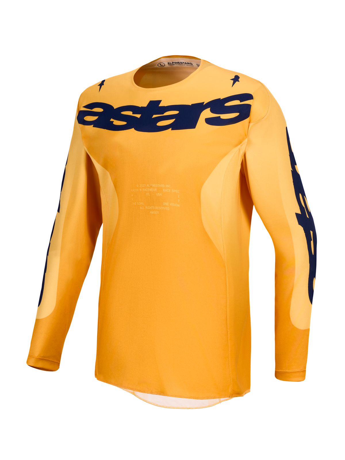 Jersey Racer Amber y Gear Set de Alpinestars, jersey de motocross naranja y azul marino, tejido ligero transpirable