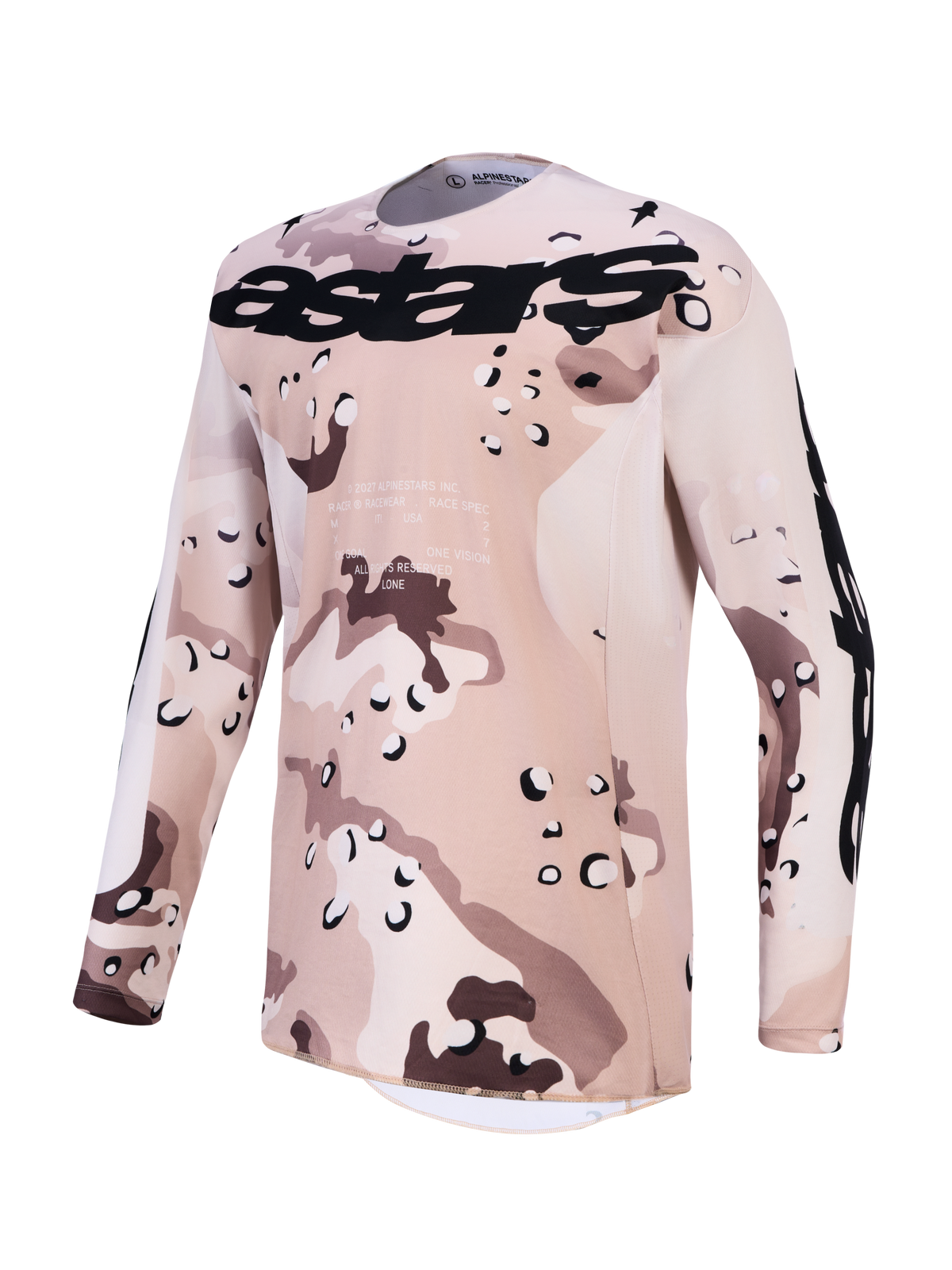Alpinestars Racer Lone, jersey de motocross para hombre, camuflaje desierto y negro, polifabricado que absorbe la humedad