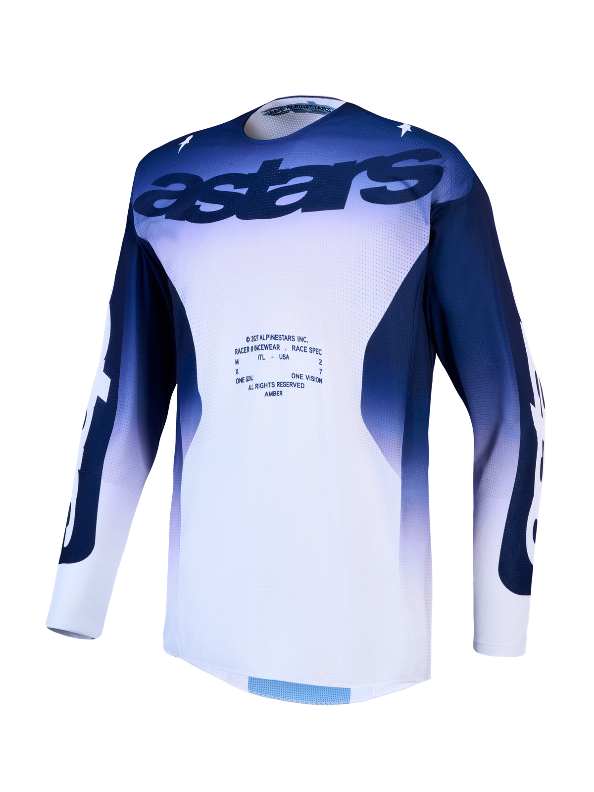 Alpinestars Racer Air Amber Jersey, jersey de motocross para hombre, azul y blanco, con malla transpirable y ventilada