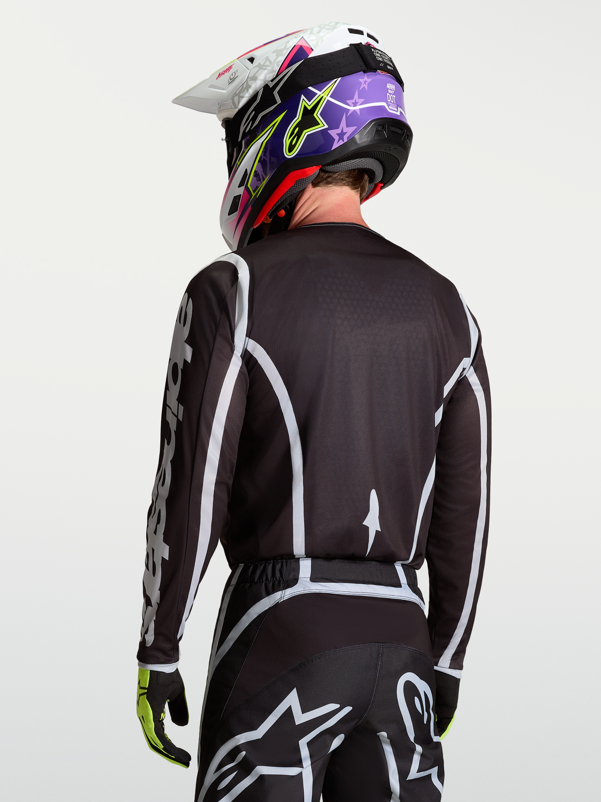 Alpinestars Jersey Fluid Apex V2, jersey de motocross para hombre, negro y plateado, diseño ergonómico de polifabricado