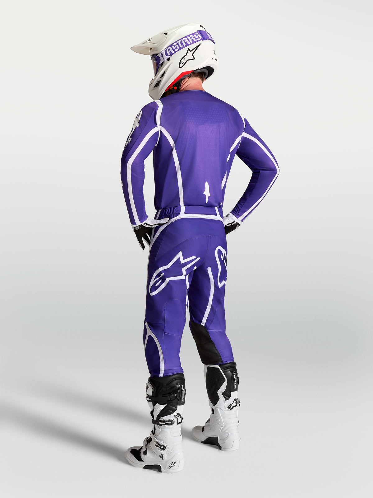 Alpinestars Fluid Apex V2, jersey de motocross para hombre, azul intenso y blanco, vista trasera con ajuste atlético