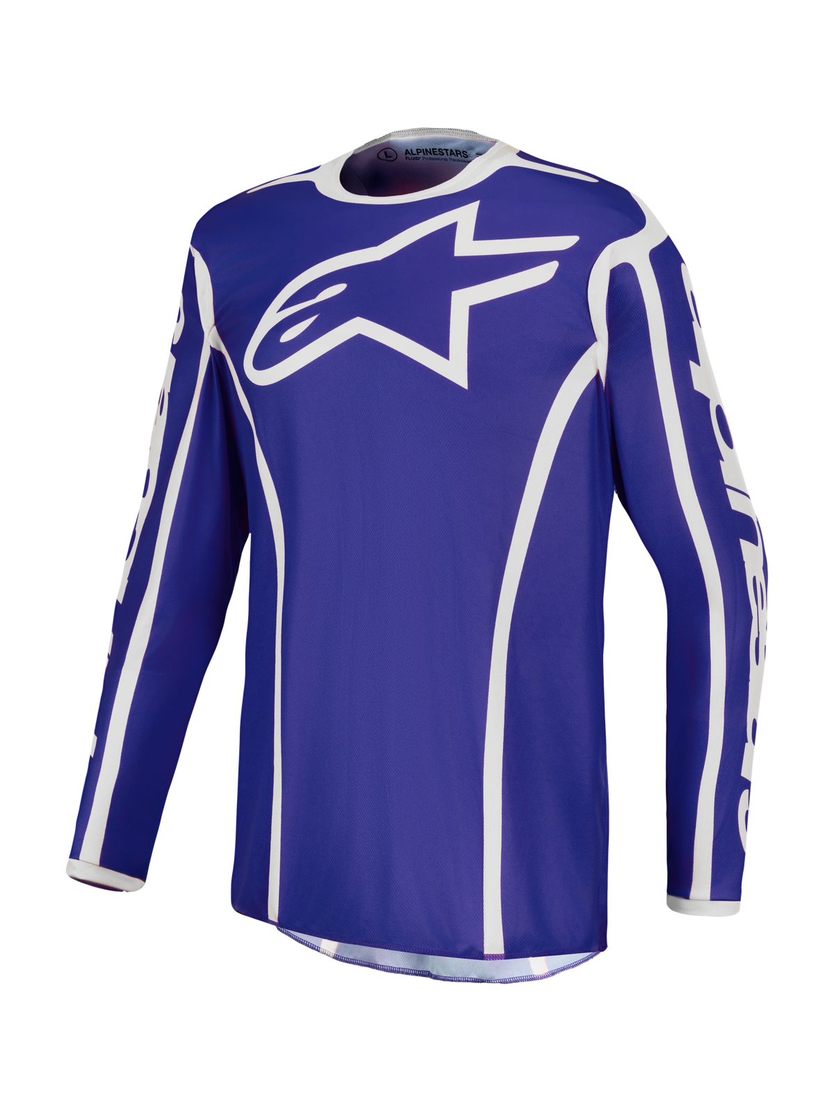 Alpinestars Jersey Fluid Apex V2, jersey de motocross para hombre azul y blanco, politejido que absorbe la humedad