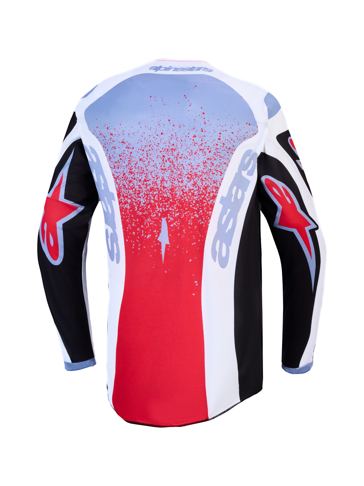 Alpinestars Fluid Drag Jersey, jersey de motocross para hombre, vista trasera en negro y rojo, tejido transpirable