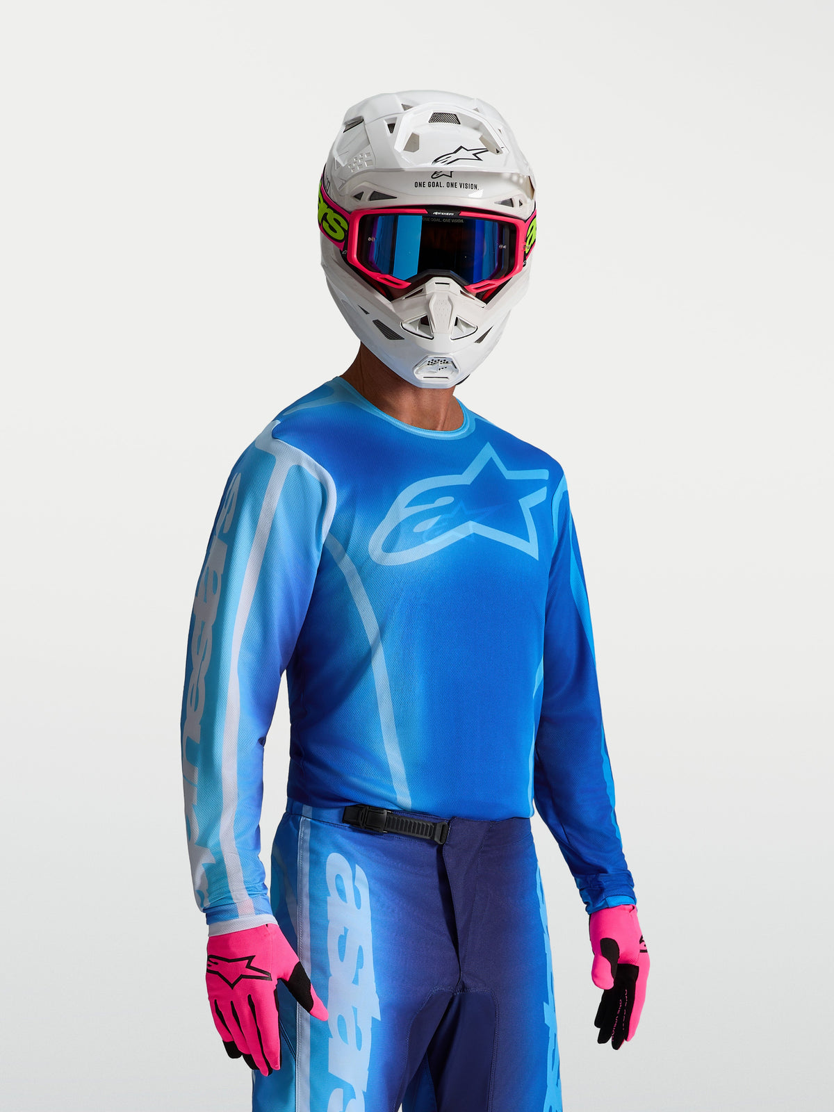 Jersey Alpinestars Fluid Kepler, jersey de motocross para hombre, azul claro y azul oscuro, tejido técnico transpirable para off-road