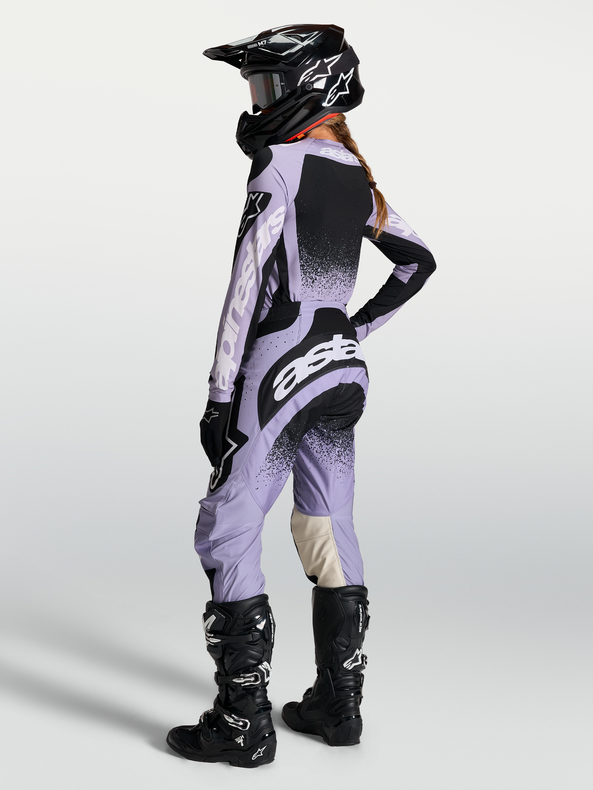 Alpinestars Stella Techstar Swan, pantalones de motocross para mujer, violeta claro y negro, diseño ergonómico de carreras