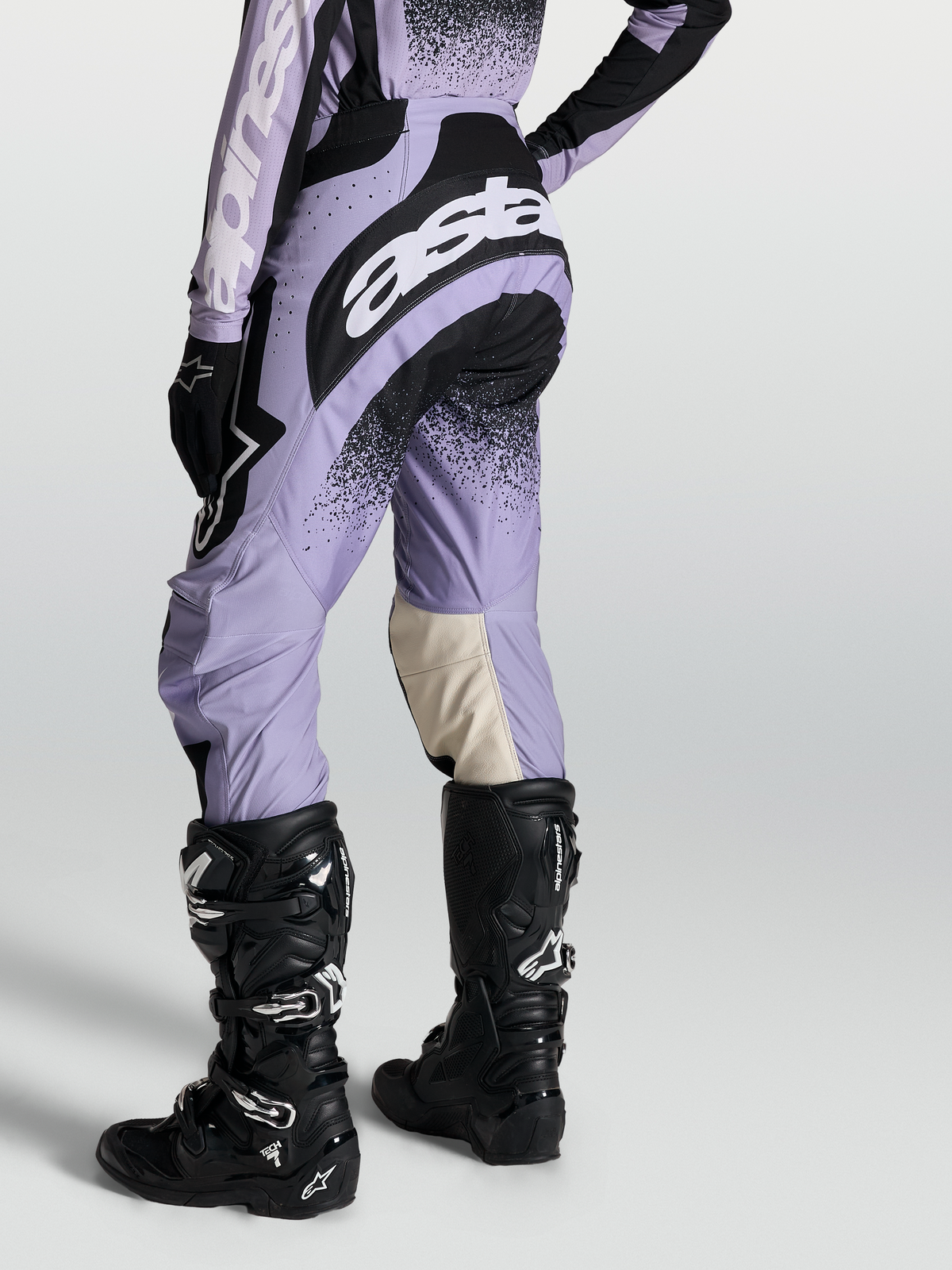 Alpinestars Stella Techstar Swan, pantalones de motocross para mujer, violeta y negro, botas Tech 7