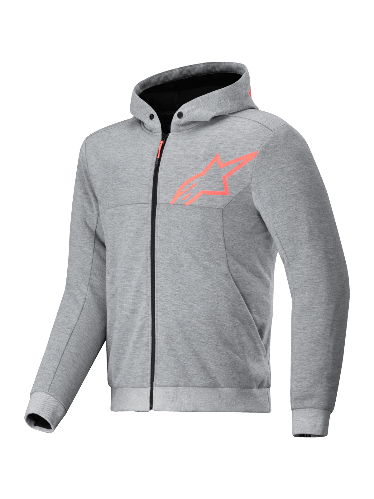 Sudadera Alpinestars Chrome V2 Sport, chaqueta de moto textil gris y rojo fluorescente para conducción urbana, compatible con Tech-Air.