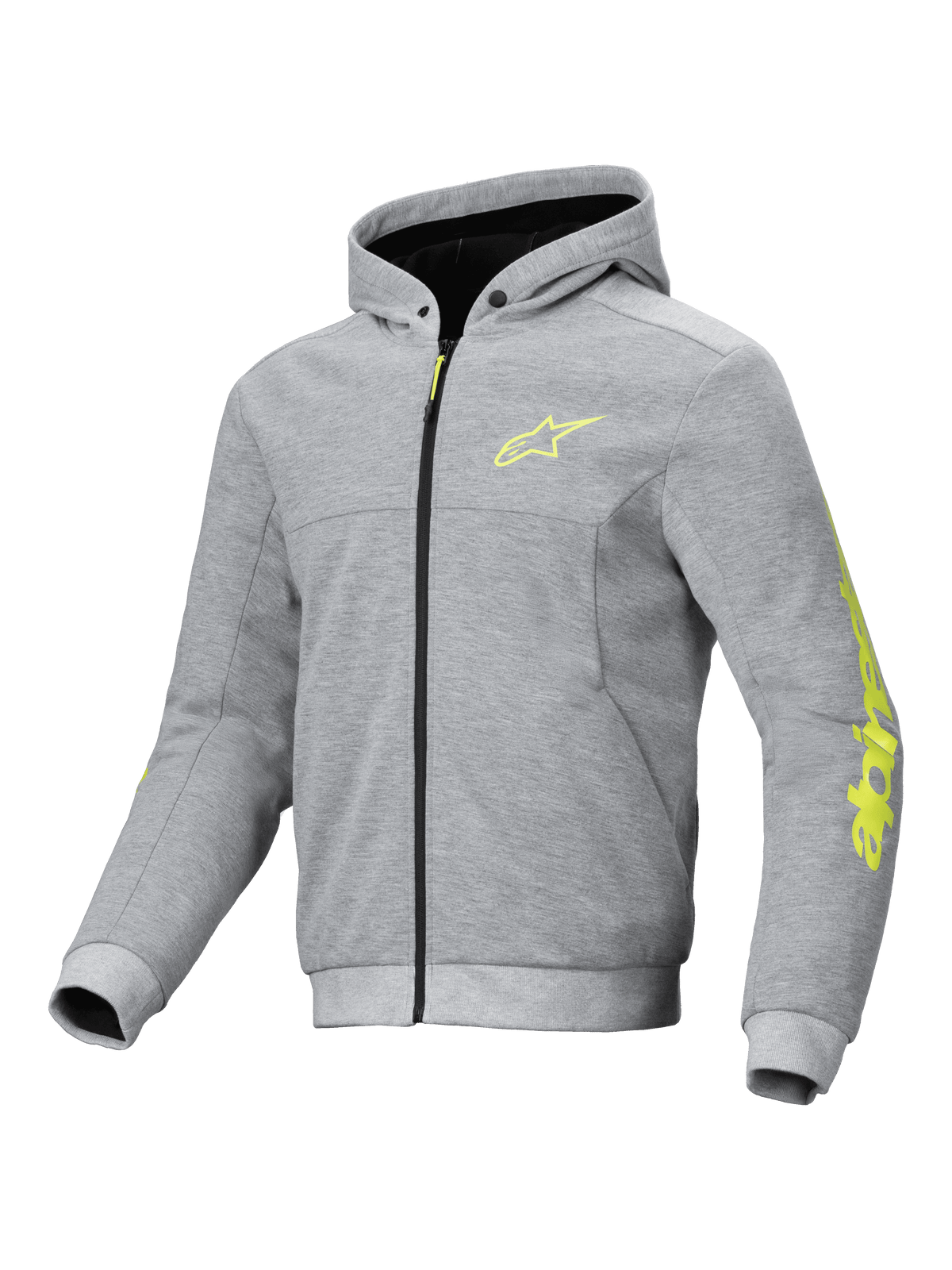Alpinestars Chrome V2 Sport, sudadera de moto urbana para hombre, gris y amarillo flúor, forro polar técnico, certificada CE