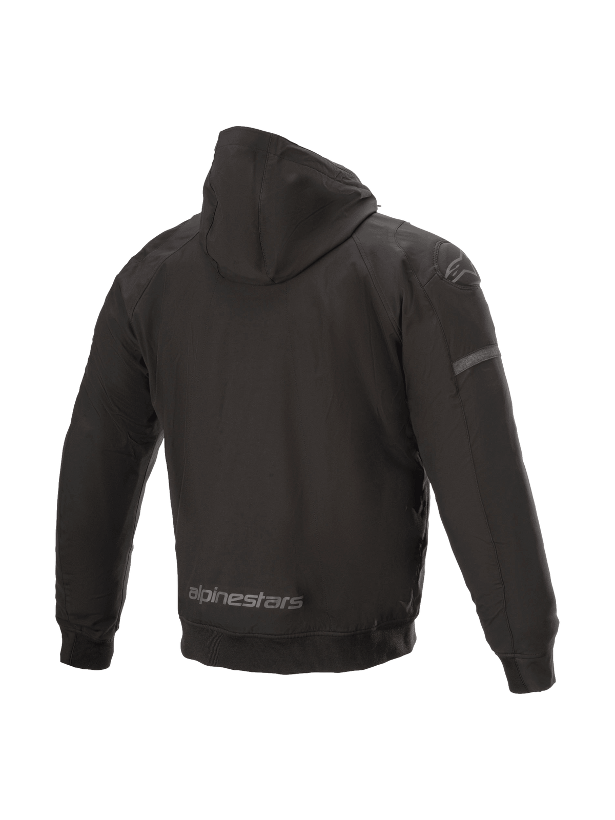 Sudadera Alpinestars Sektor Tech V2 negra para hombre, chaqueta de moto urbana resistente al viento, vista trasera.