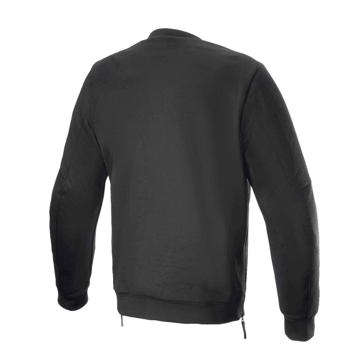 Alpinestars FQ20 Legit Crew Fleece, forro polar para motociclismo, negro, vista trasera, con cintura acanalada con cremalleras laterales y un diseño urbano casual