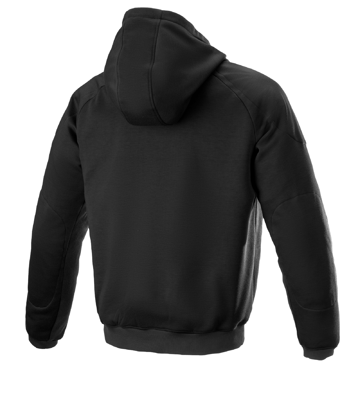 Alpinestars Ageless Hoodie, chaqueta de moto urbana, negro, vista trasera, diseño textil casual con capucha y puños acanalados, perfil anatómico para la conducción urbana.