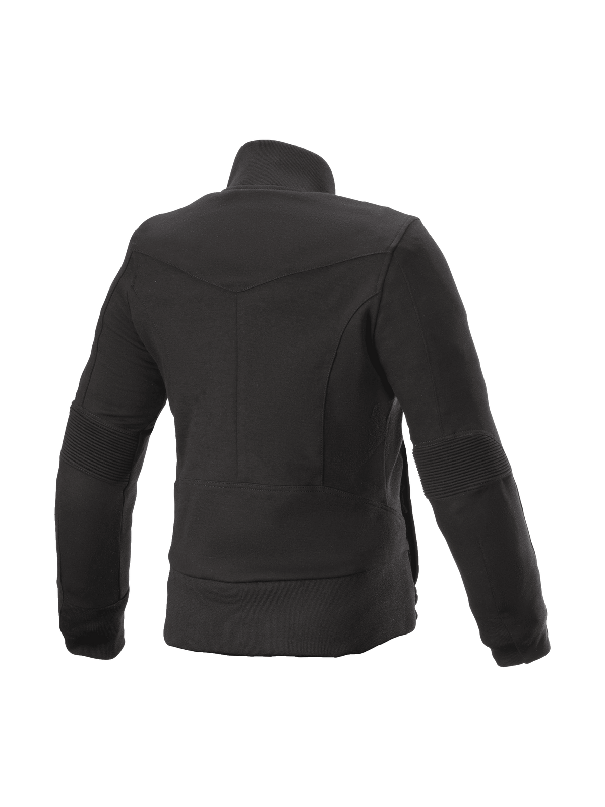 Alpinestars forro polar Banshee, chaqueta de moto urbana para mujer, negra, detalles de canalé, Kevlar y vista trasera.