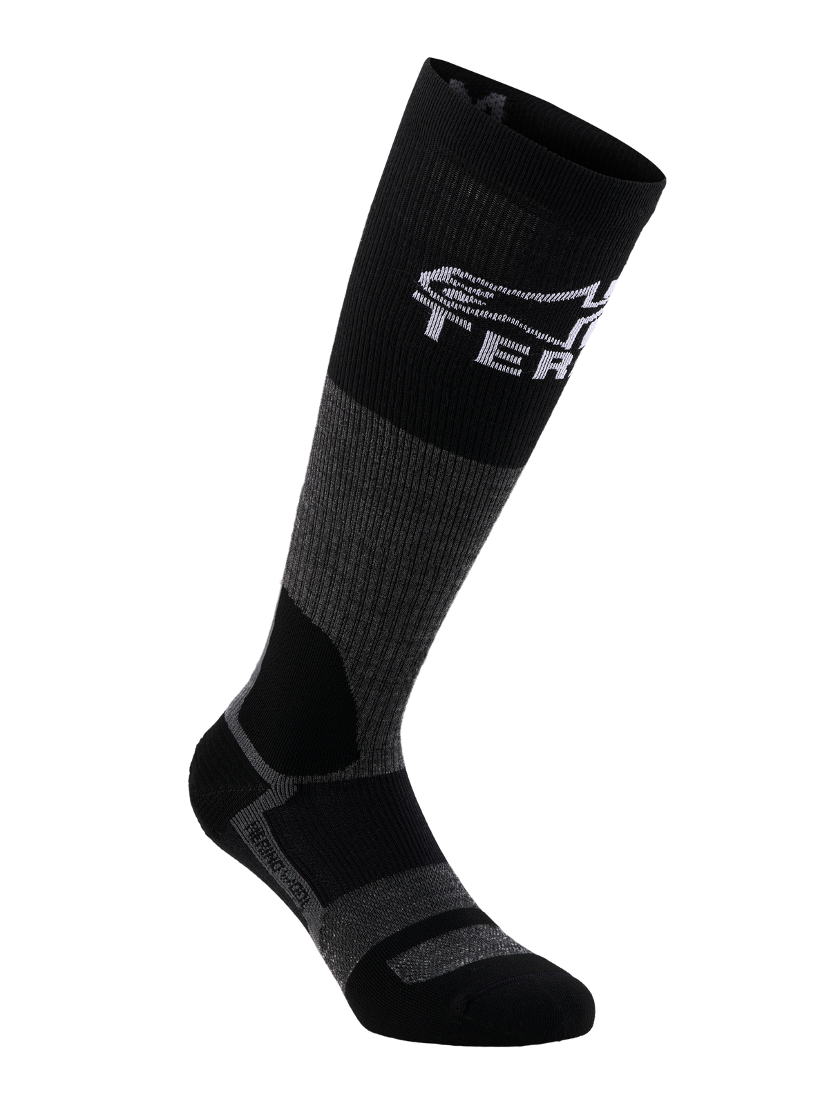 Alpinestars At 8 Merino Calcetines, calcetines de moto adventure, gris y negro, mezcla de lana merino y protección contra ampollas
