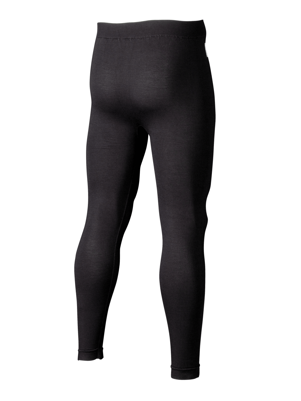 Alpinestars ZX Evo V3 Bottom, pantalones de capa base para automovilismo, negro, vista trasera 3/4 que muestra mallas ajustadas resistentes a las llamas, construcción de malla jacquard para transpirabilidad en deportes de motor