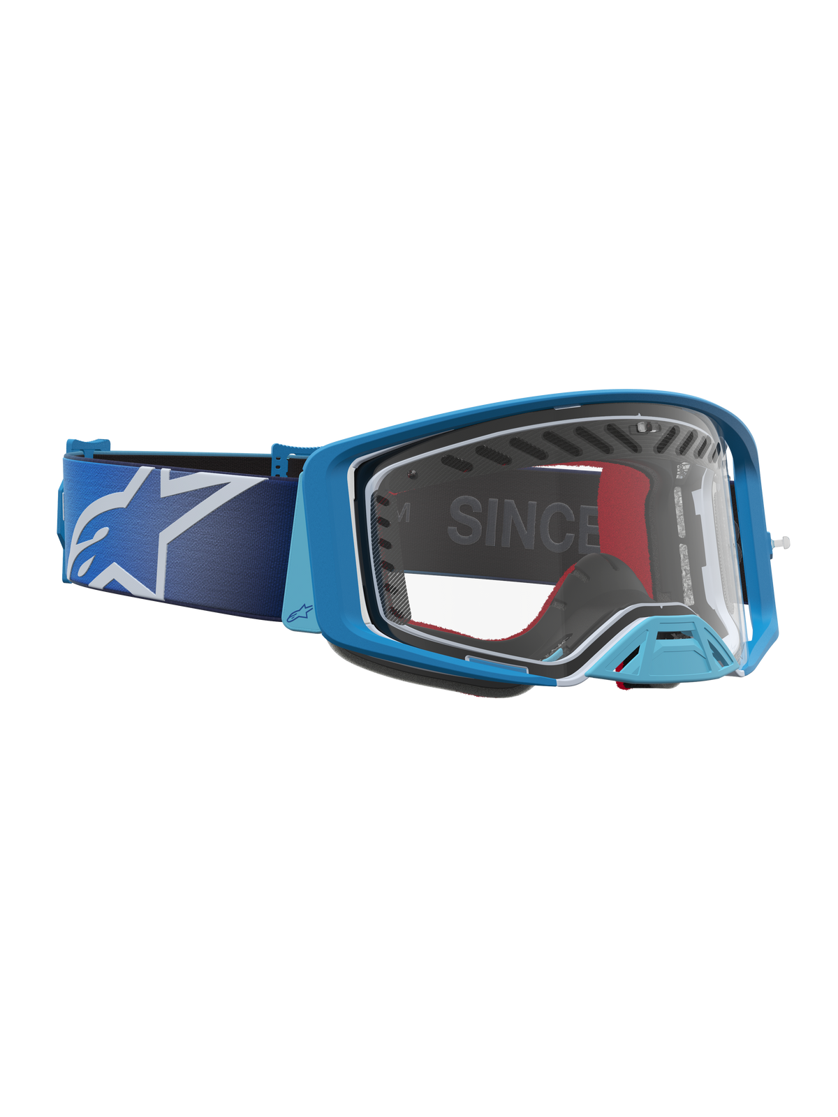Alpinestars Supertech Dura Air Fluid, gafas de motocross, azules y plateadas, con lente clara y montura de plástico ventilada