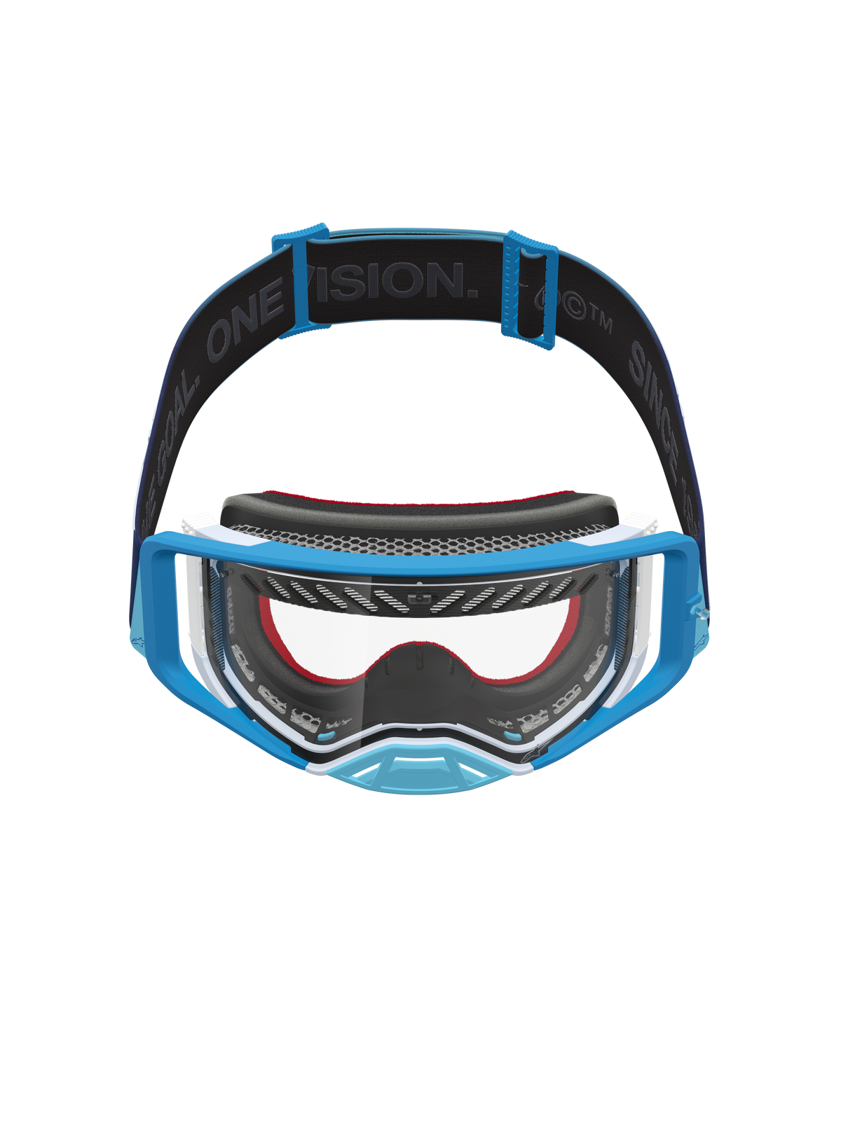 Gafas Supertech Dura Air Fluid de Alpinestars, gafas de moto para motocross, azul y blanco, lente transparente, diseño para competición off-road con correa ajustable