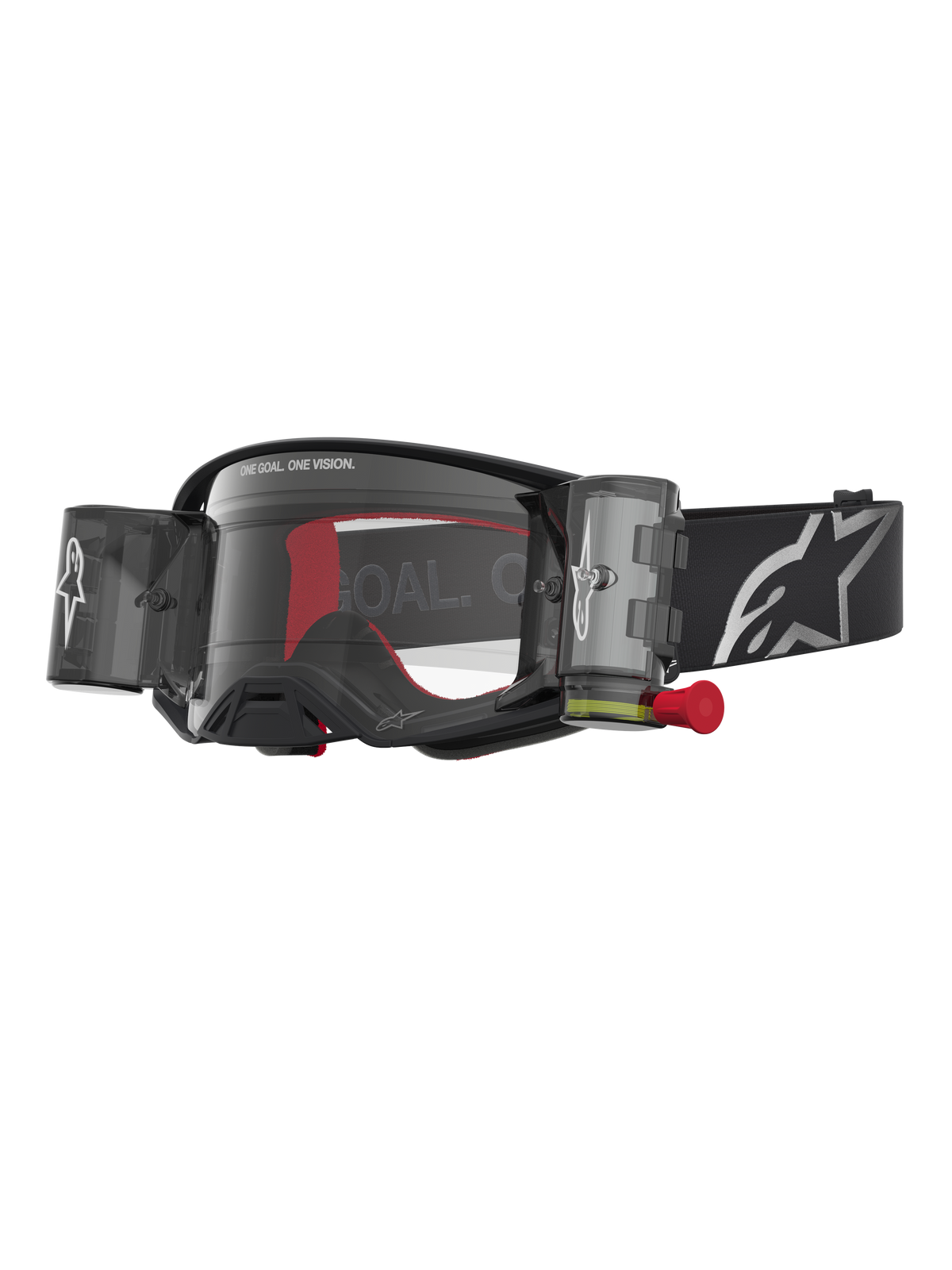 Alpinestars gafas Supertech Firma Roll Off, gafas de motocross para hombre, negras y plateadas, con lente transparente y sistema roll off integrado para competición off-road