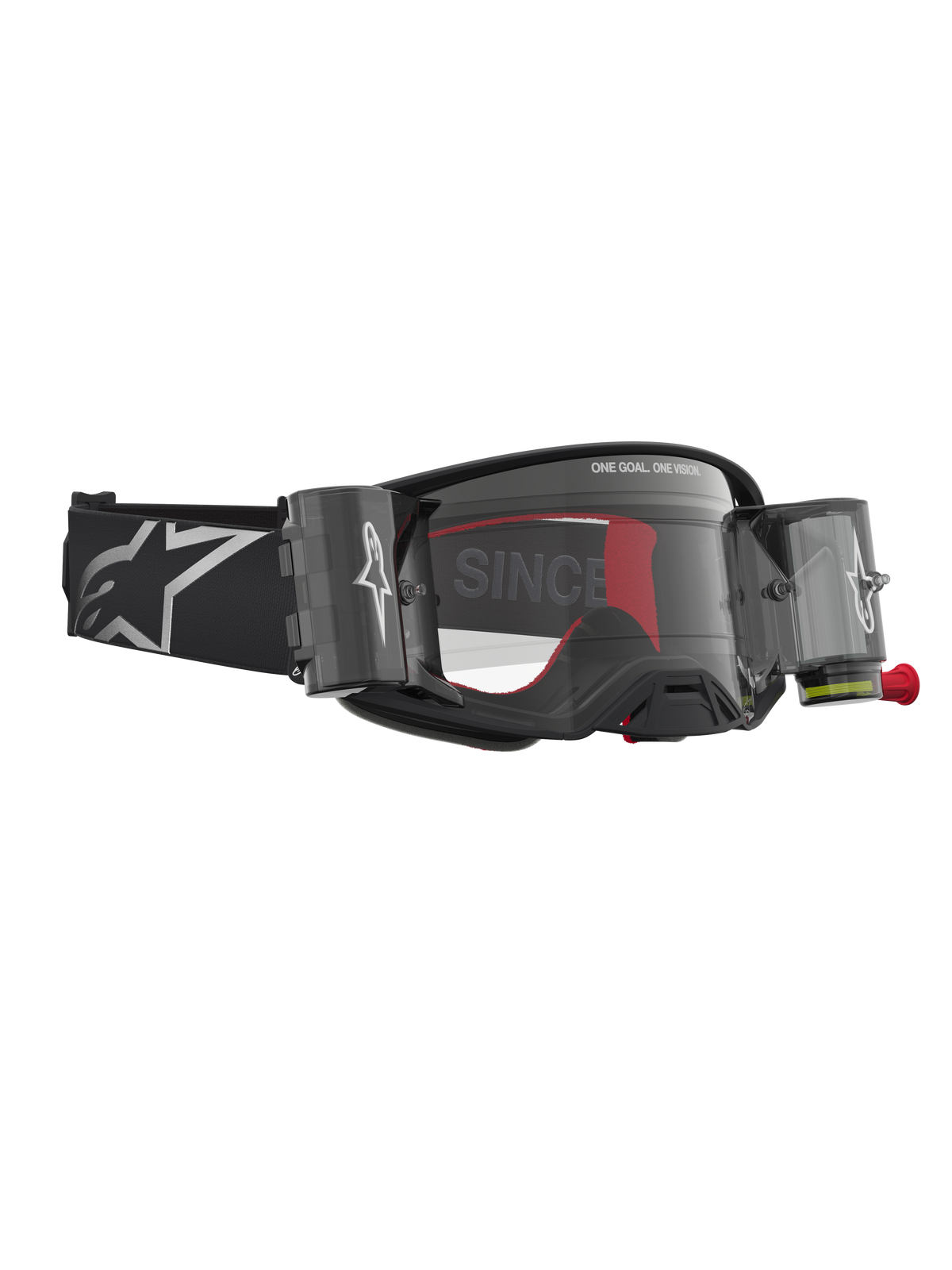 Alpinestars Supertech Firma Roll Off, gafas de motocross para carreras, negras y plateadas, con sistema Roll Off transparente, lente de alta claridad y correa ajustable